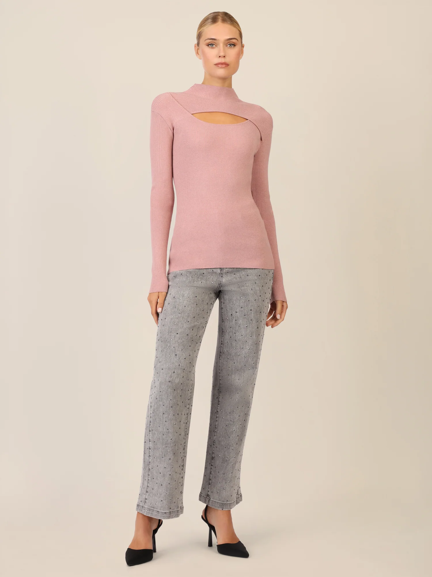 APART Pullover mit Cut-out-Detail | mauve - Image 2