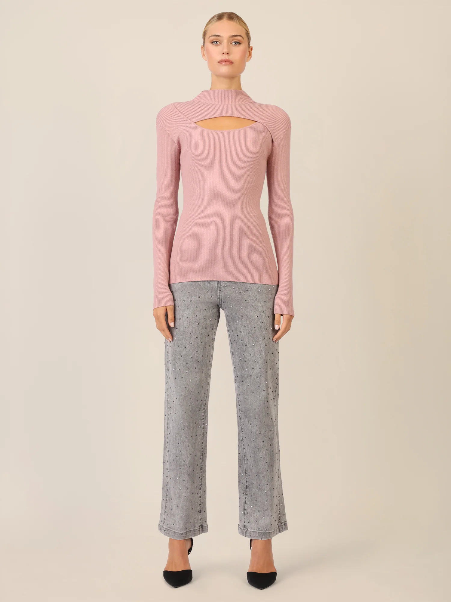 APART Pullover mit Cut-out-Detail | mauve - Image 6