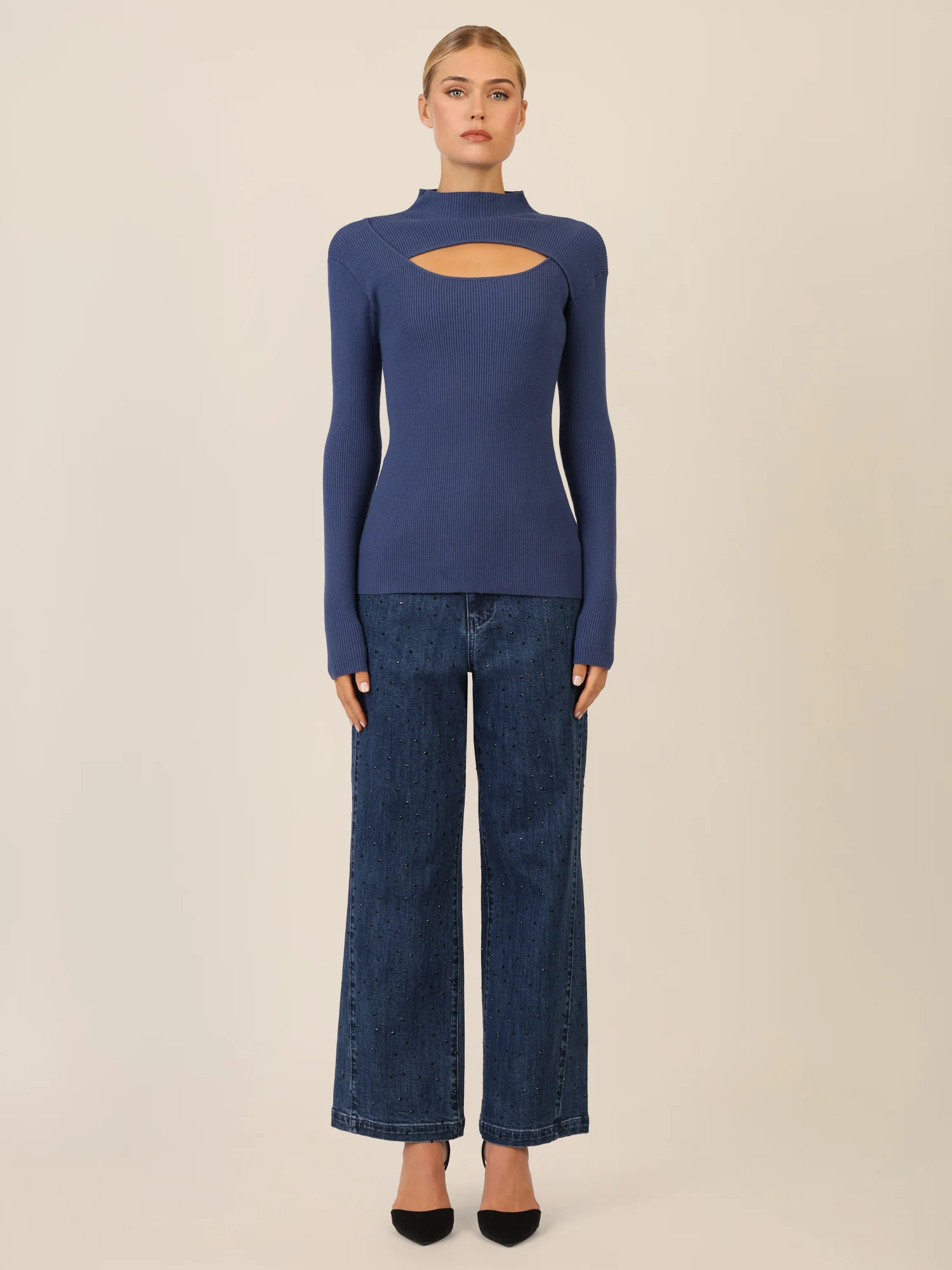 APART Pullover mit Cut-out-Detail | mittelblau - Image 6