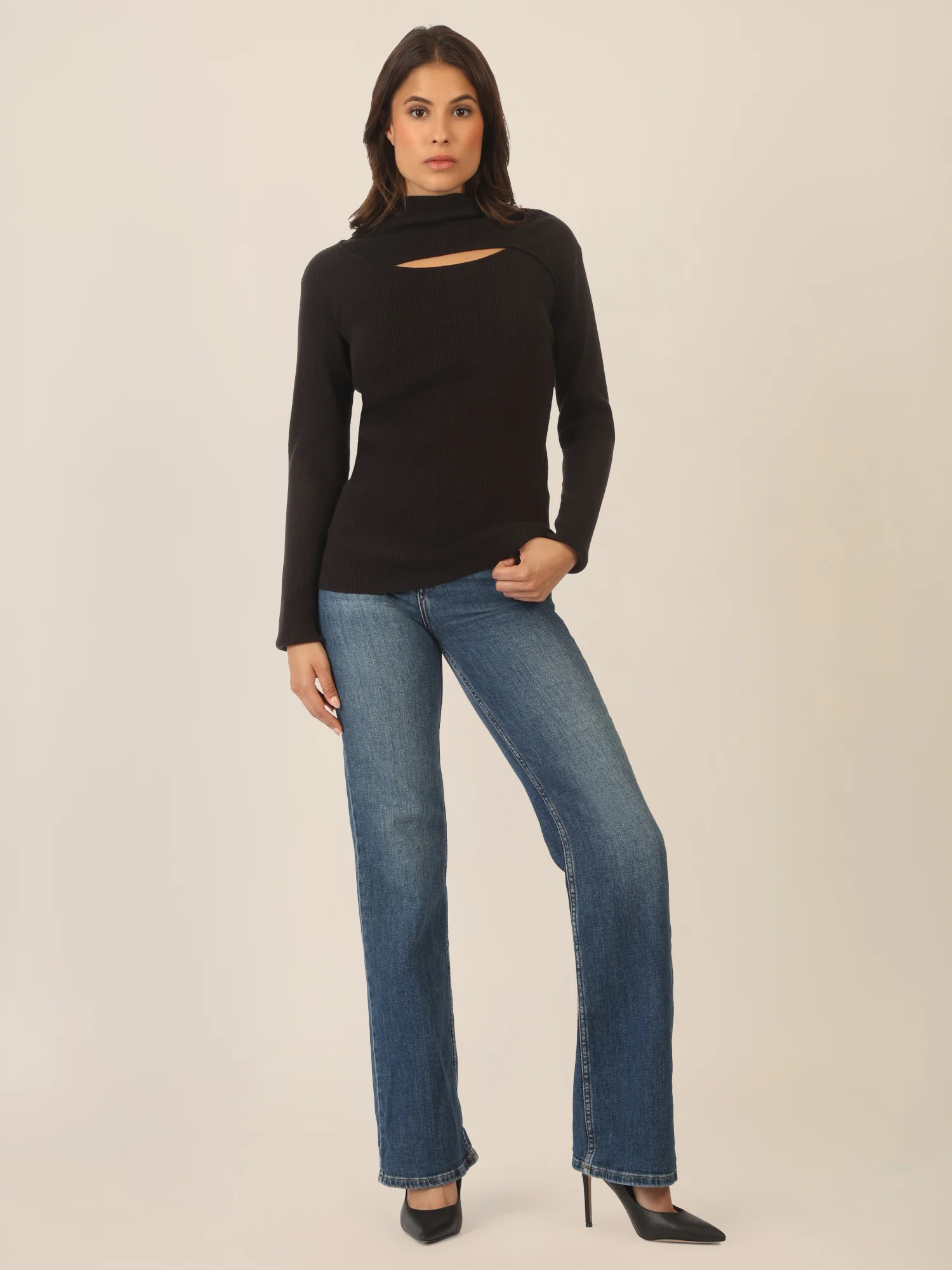 APART Pullover mit Cut-out-Detail | schwarz - Image 2