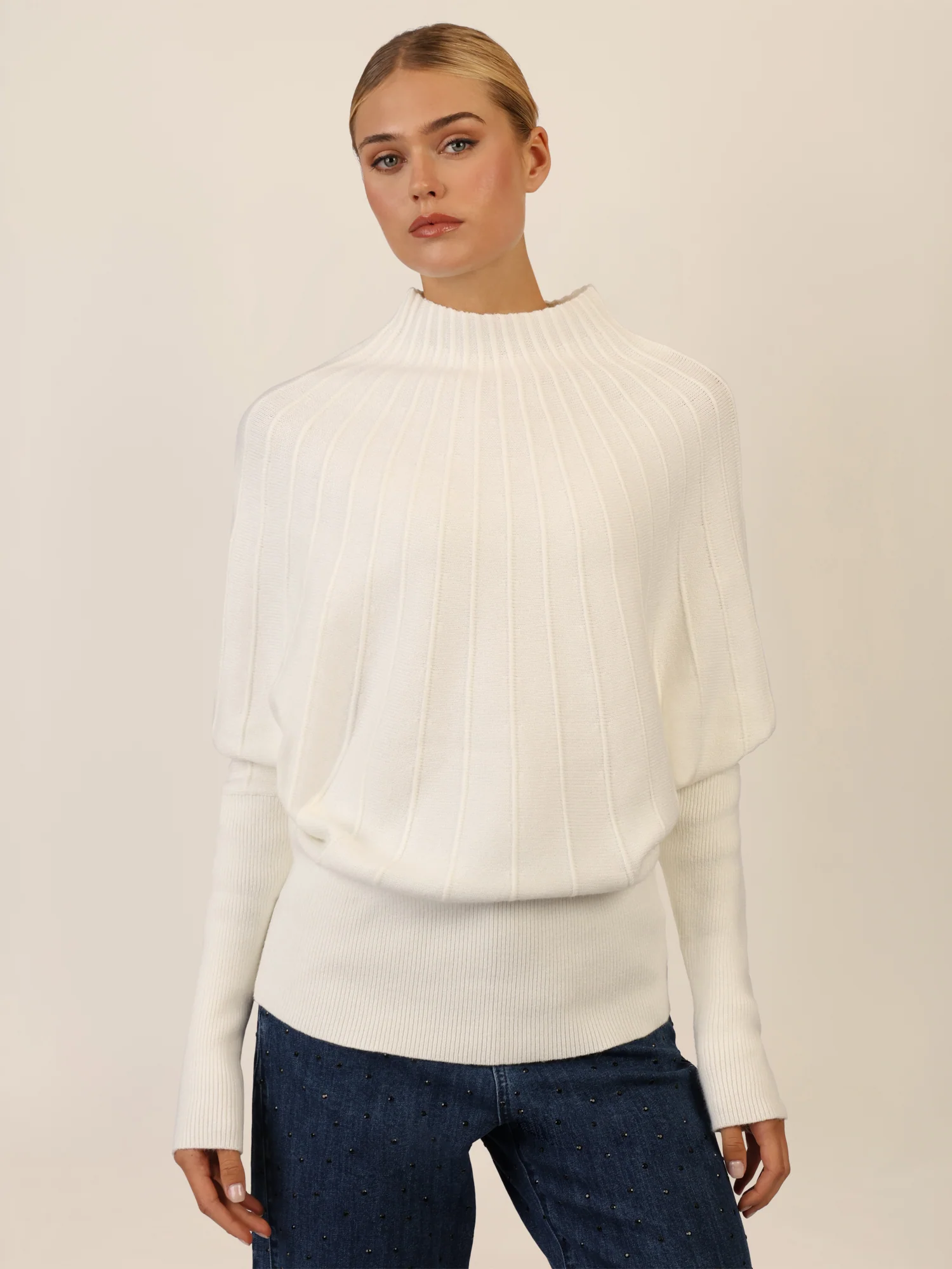 APART Pullover mit Fledermausärmeln | creme
