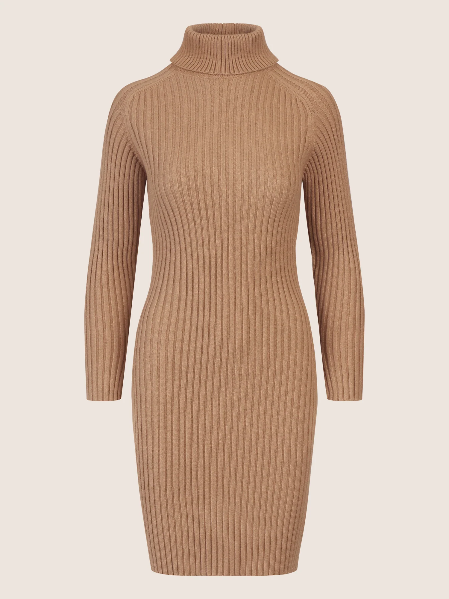 APART Rippenstrickkleid mit Rollkragen | camel - Image 3