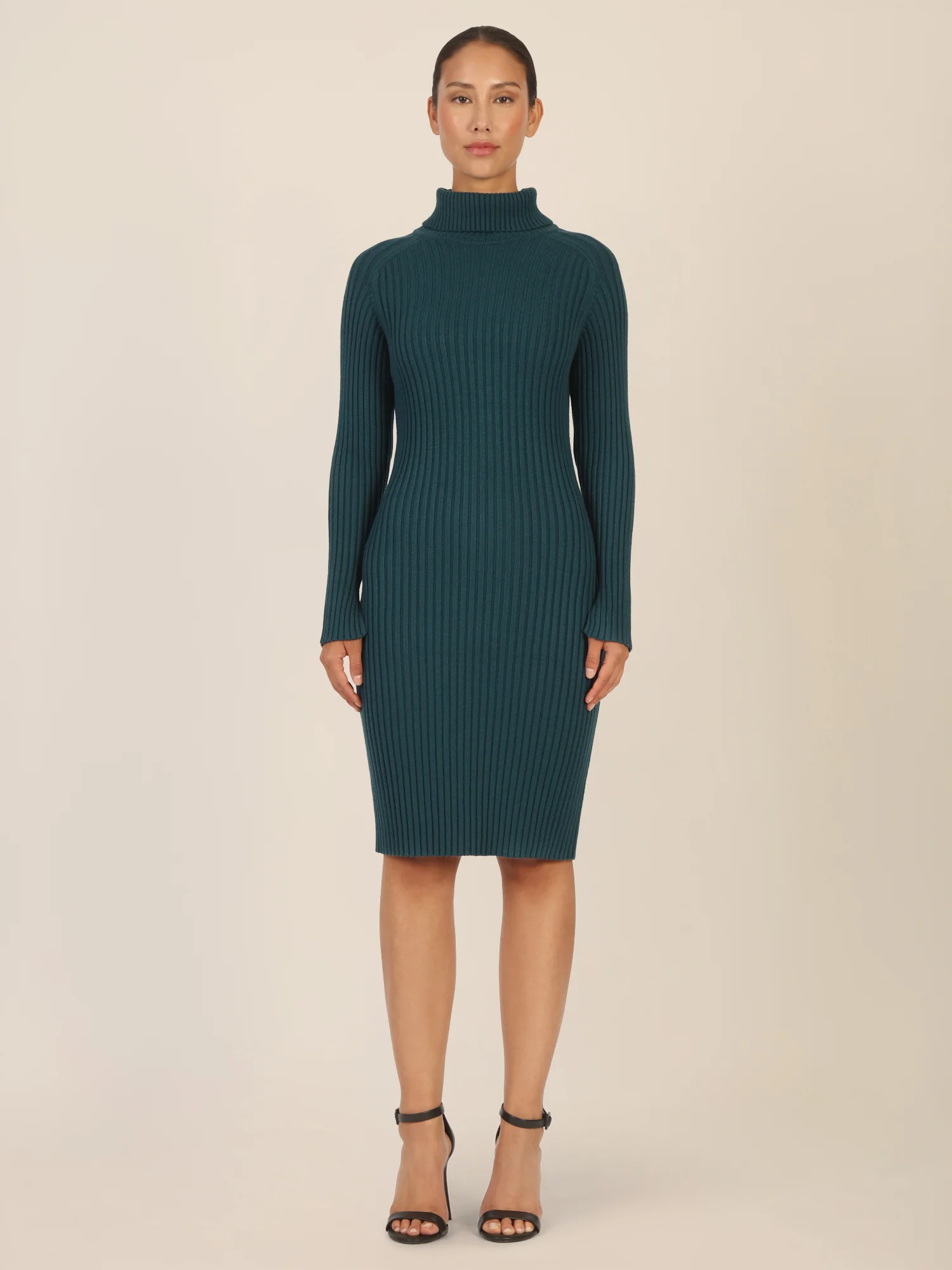 APART Rippenstrickkleid mit Rollkragen | dunkelgrün
