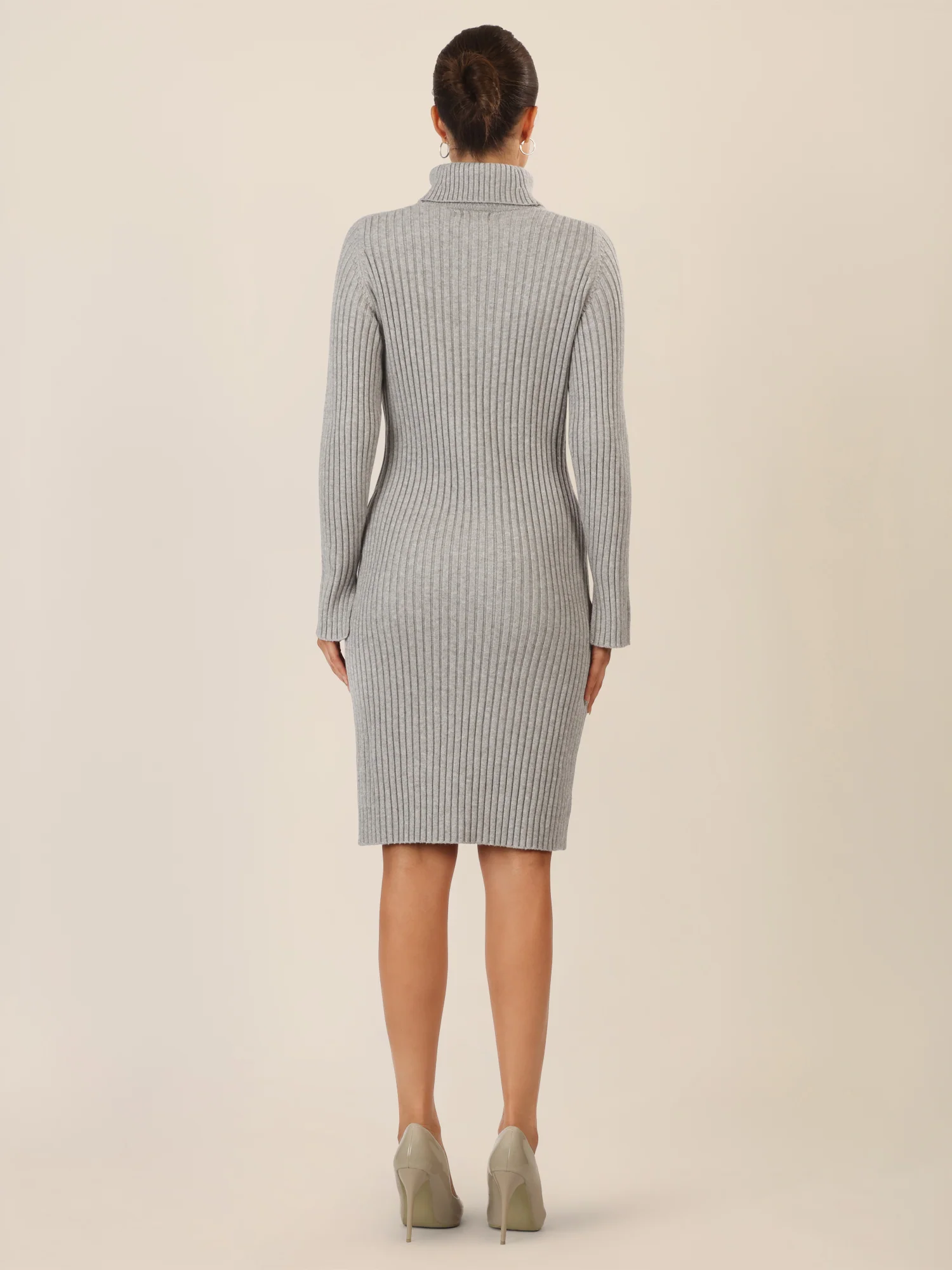 APART Rippenstrickkleid mit Rollkragen | graumeliert - Image 2