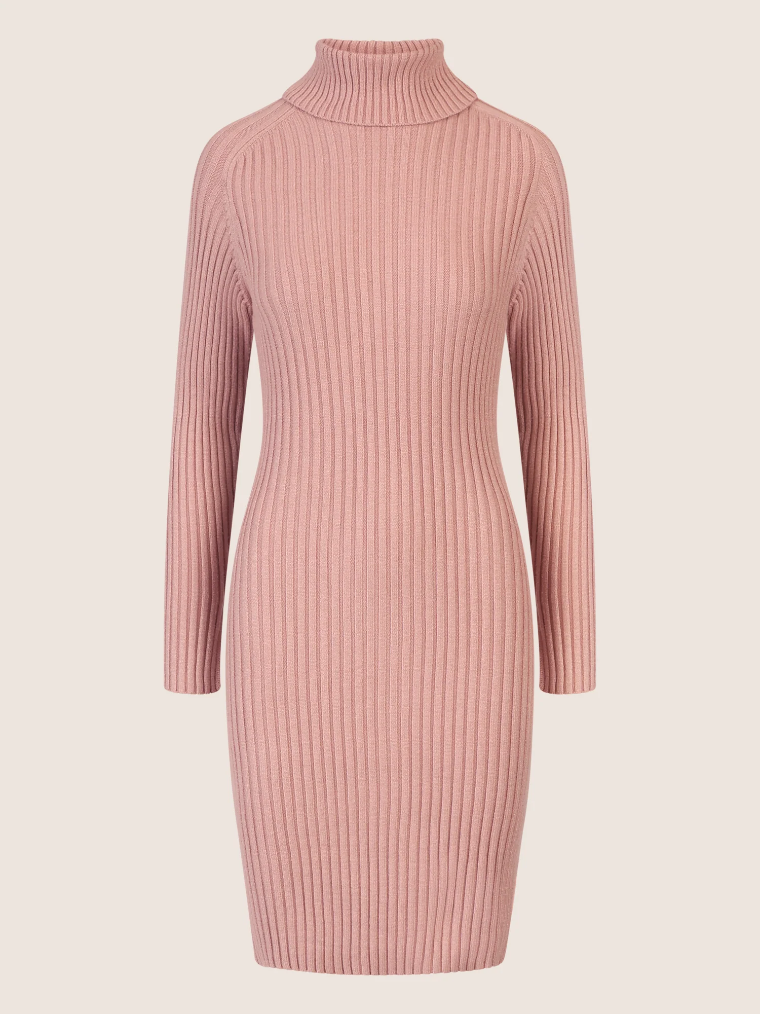 APART Rippenstrickkleid mit Rollkragen | mauve - Image 3