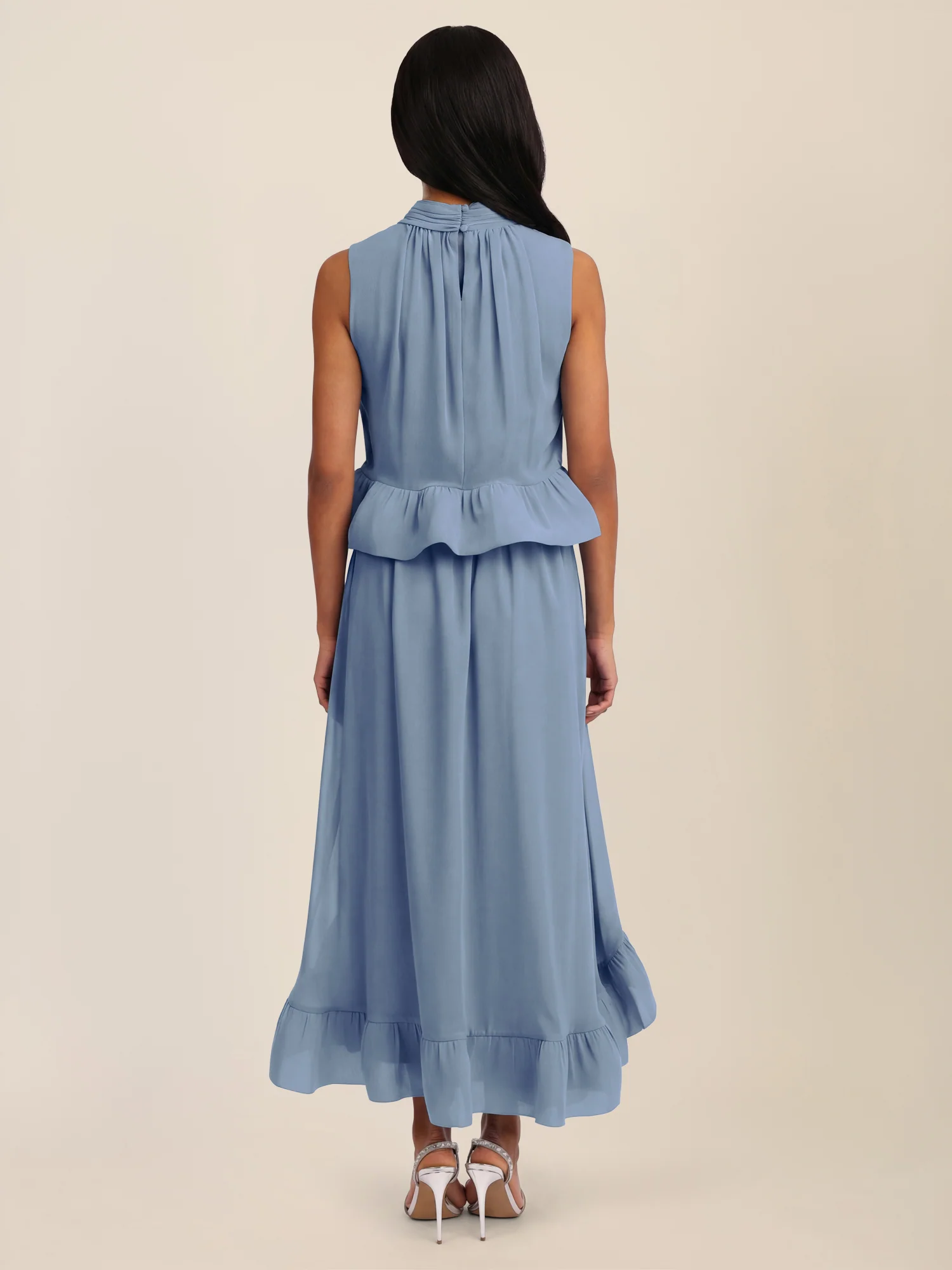 APART Rock mit Volantsaum und High-Low-Schnitt | rauchblau - Image 3