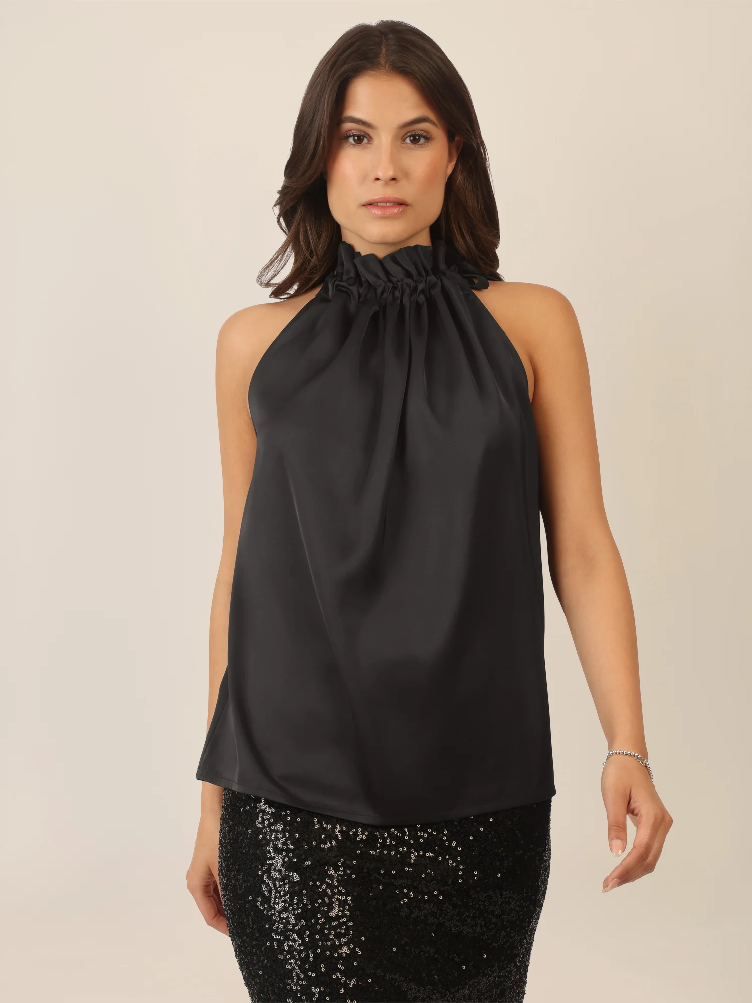 APART Satinblusentop aus einer mattglänzenden, elastischen Satin Ware | schwarz - Image 6