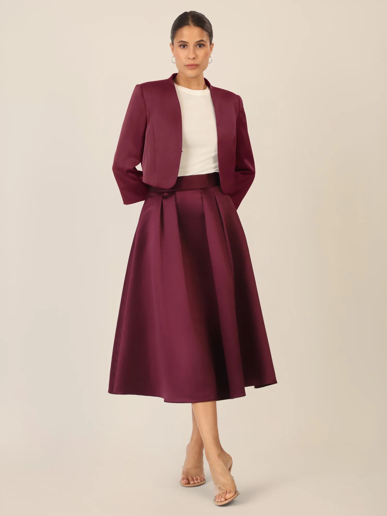 APART Satinbolero mit offener Front | bordeauxrot - Image 2