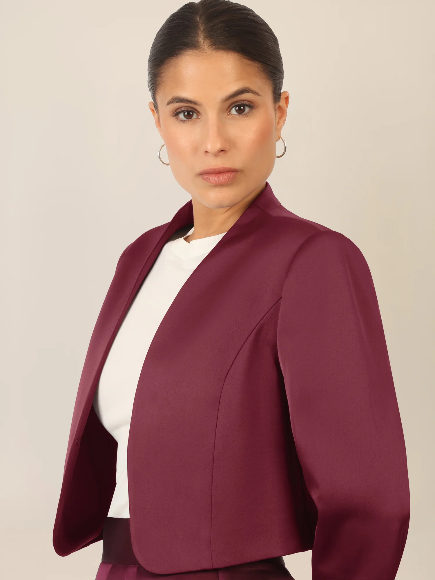 APART Satinbolero mit offener Front | bordeauxrot - Image 5