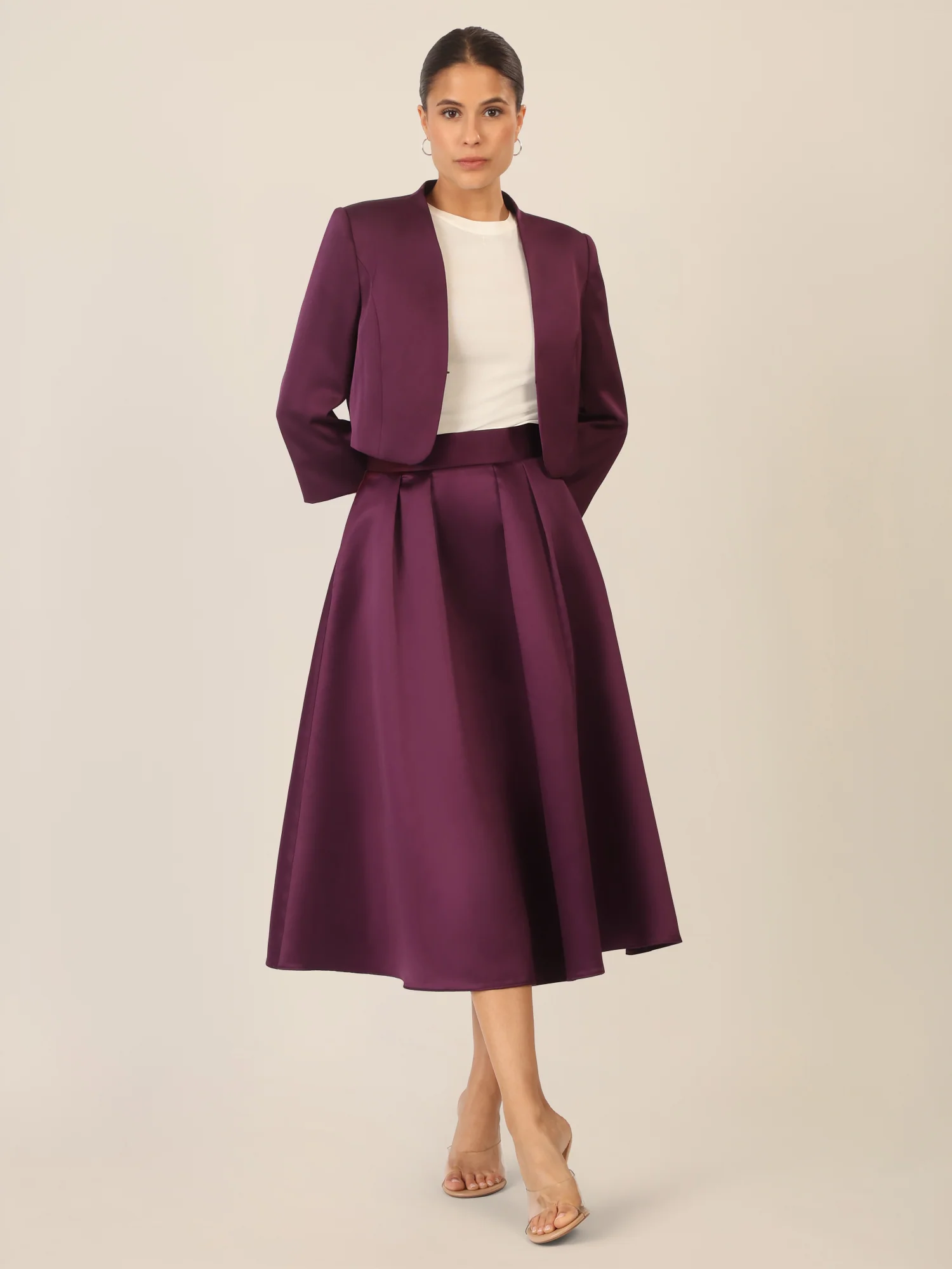 APART Satinbolero mit offener Front | dunkel lila - Image 2