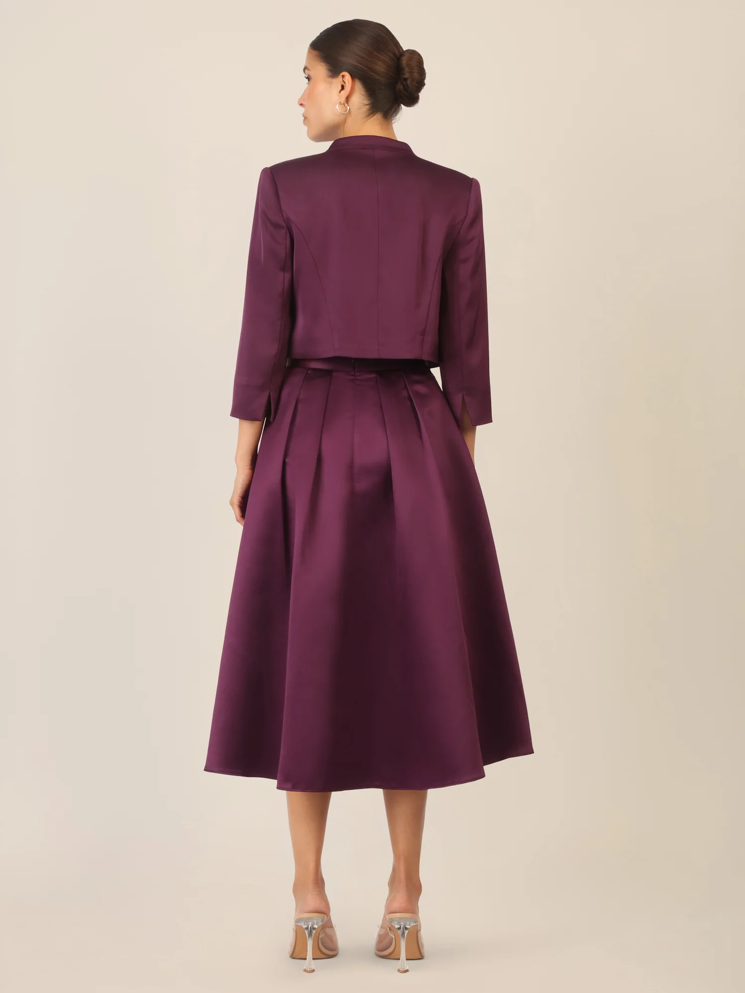 APART Satinbolero mit offener Front | dunkel lila - Image 3