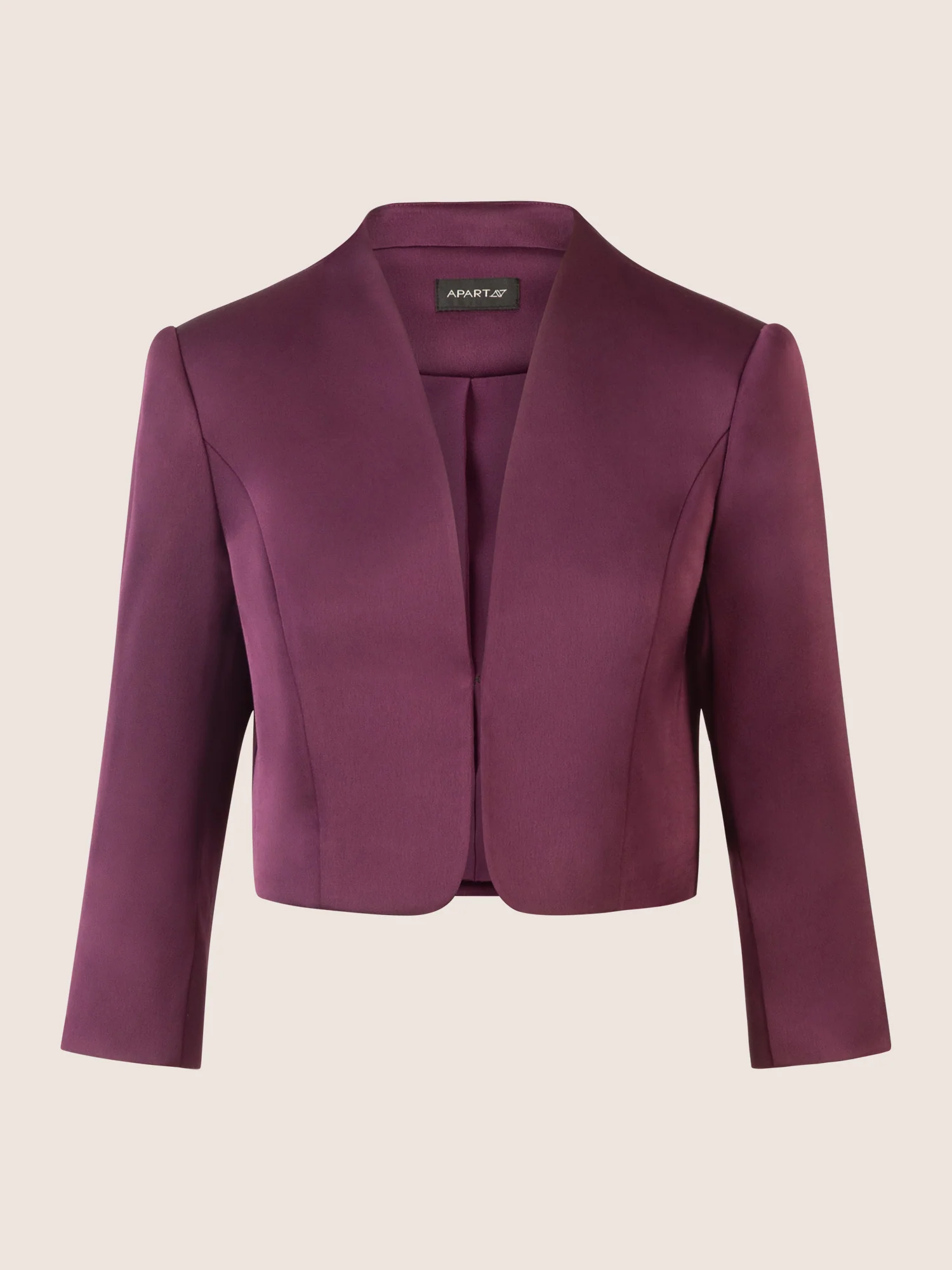 APART Satinbolero mit offener Front | dunkel lila - Image 4