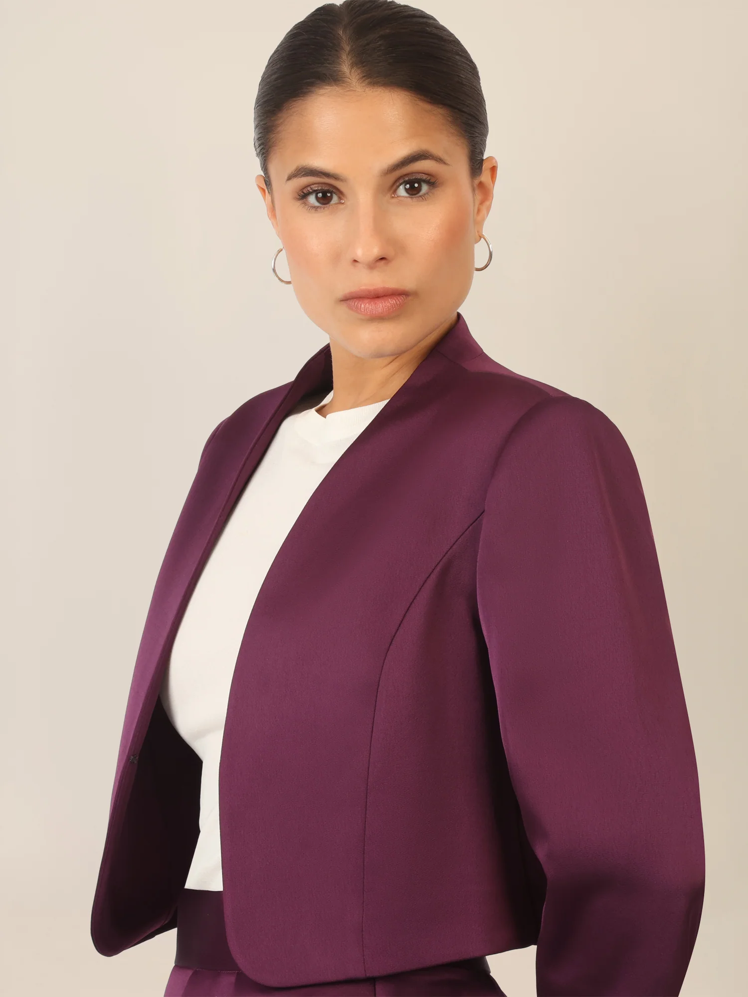 APART Satinbolero mit offener Front | dunkel lila - Image 5