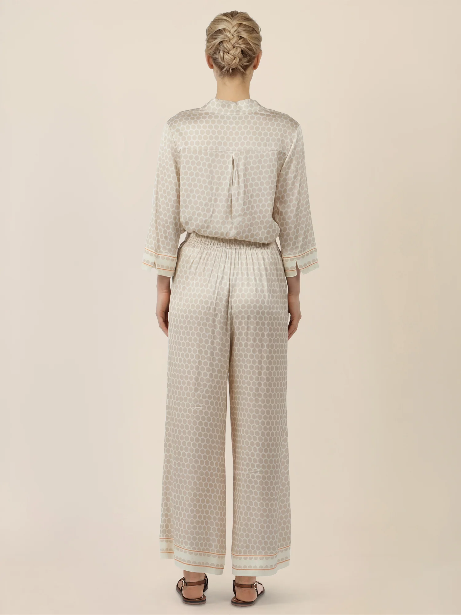 APART Satinhose mit Punktedesign und Kontrastsaum | creme-multicolor - Image 3