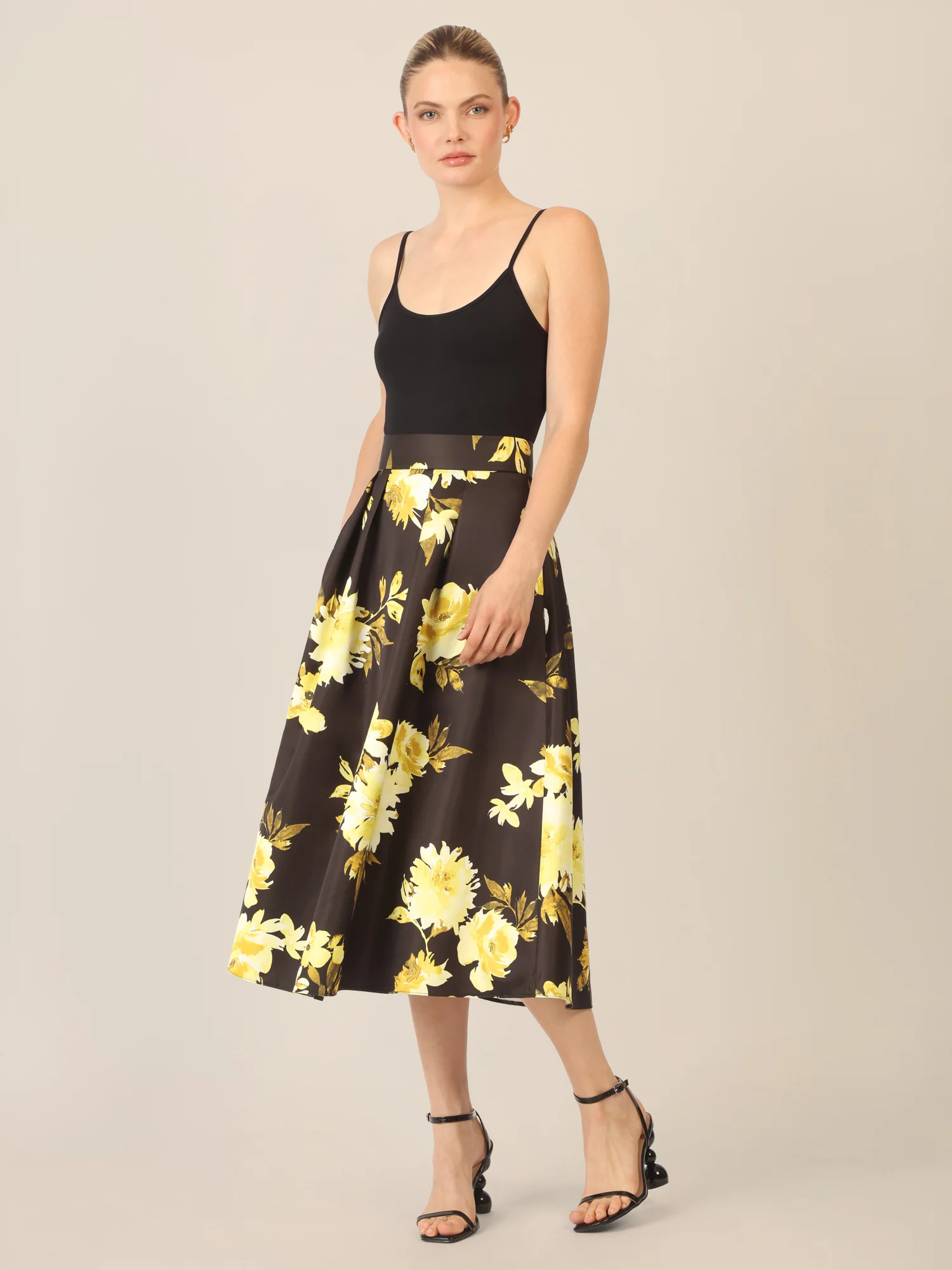 APART Satinrock bedruckt mit floralem Print | schwarz-multicolor - Image 2