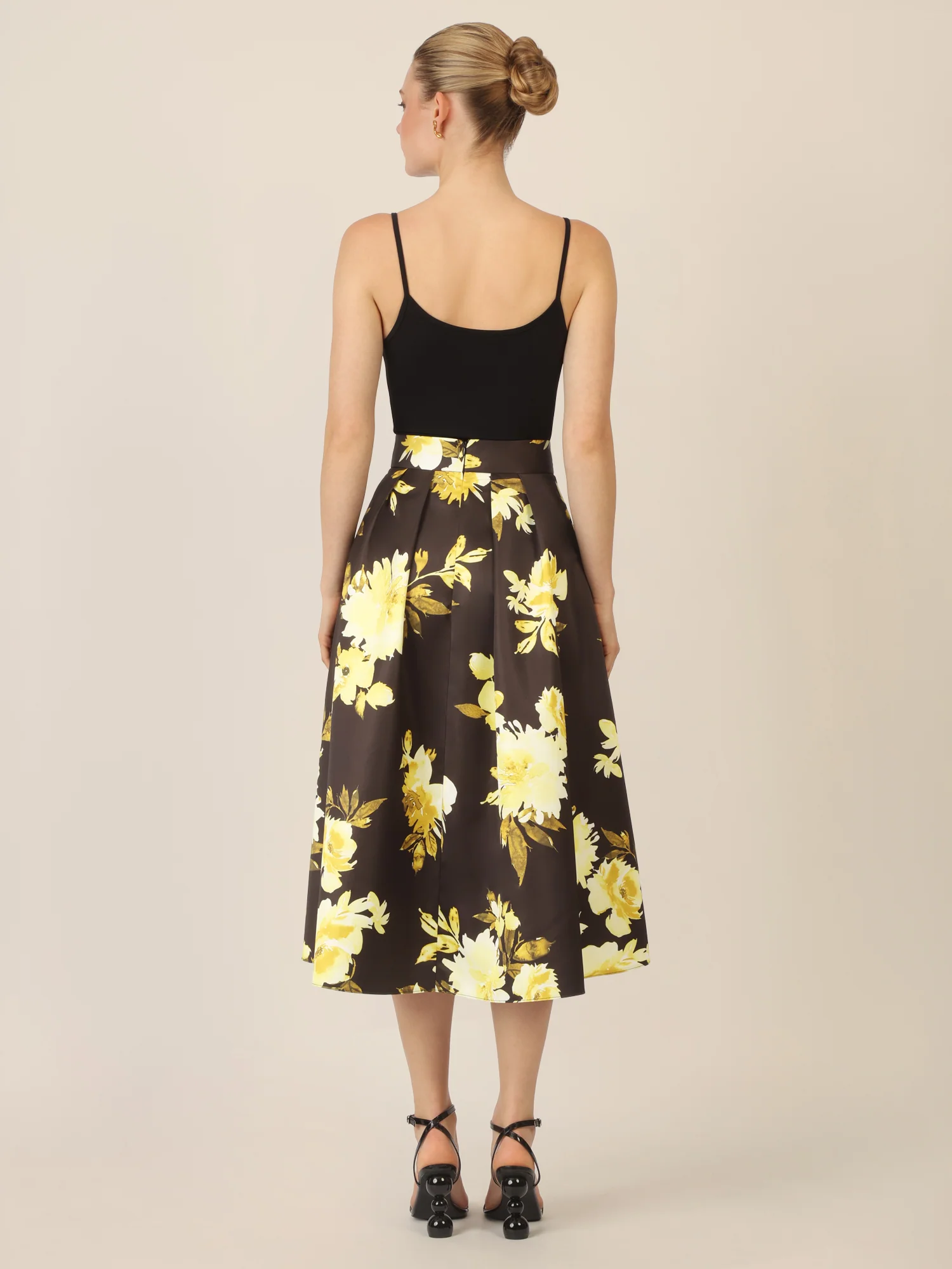 APART Satinrock bedruckt mit floralem Print | schwarz-multicolor - Image 3