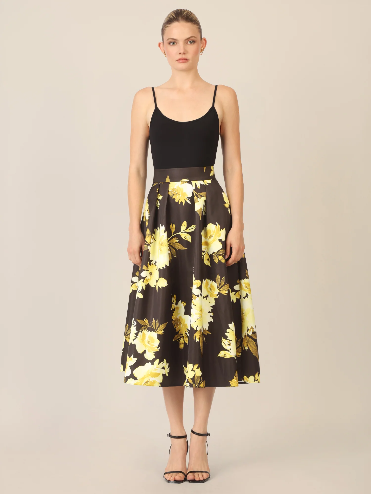 APART Satinrock bedruckt mit floralem Print | schwarz-multicolor - Image 6