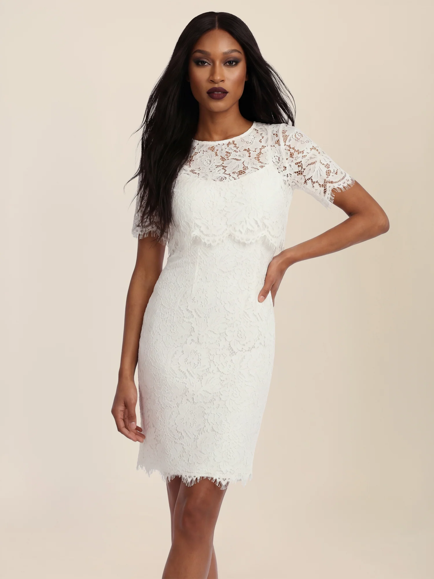APART Schmal geschnittenes Kleid mit Taillennaht | creme - Image 4