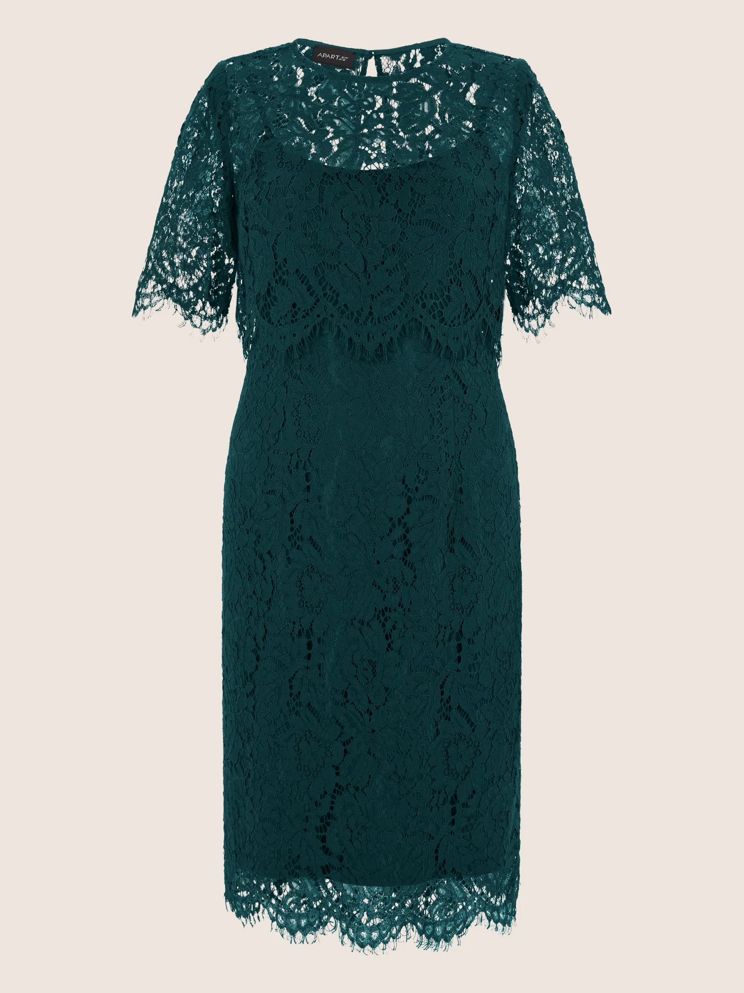 APART Schmal geschnittenes Kleid mit Taillennaht | emerald - Image 3