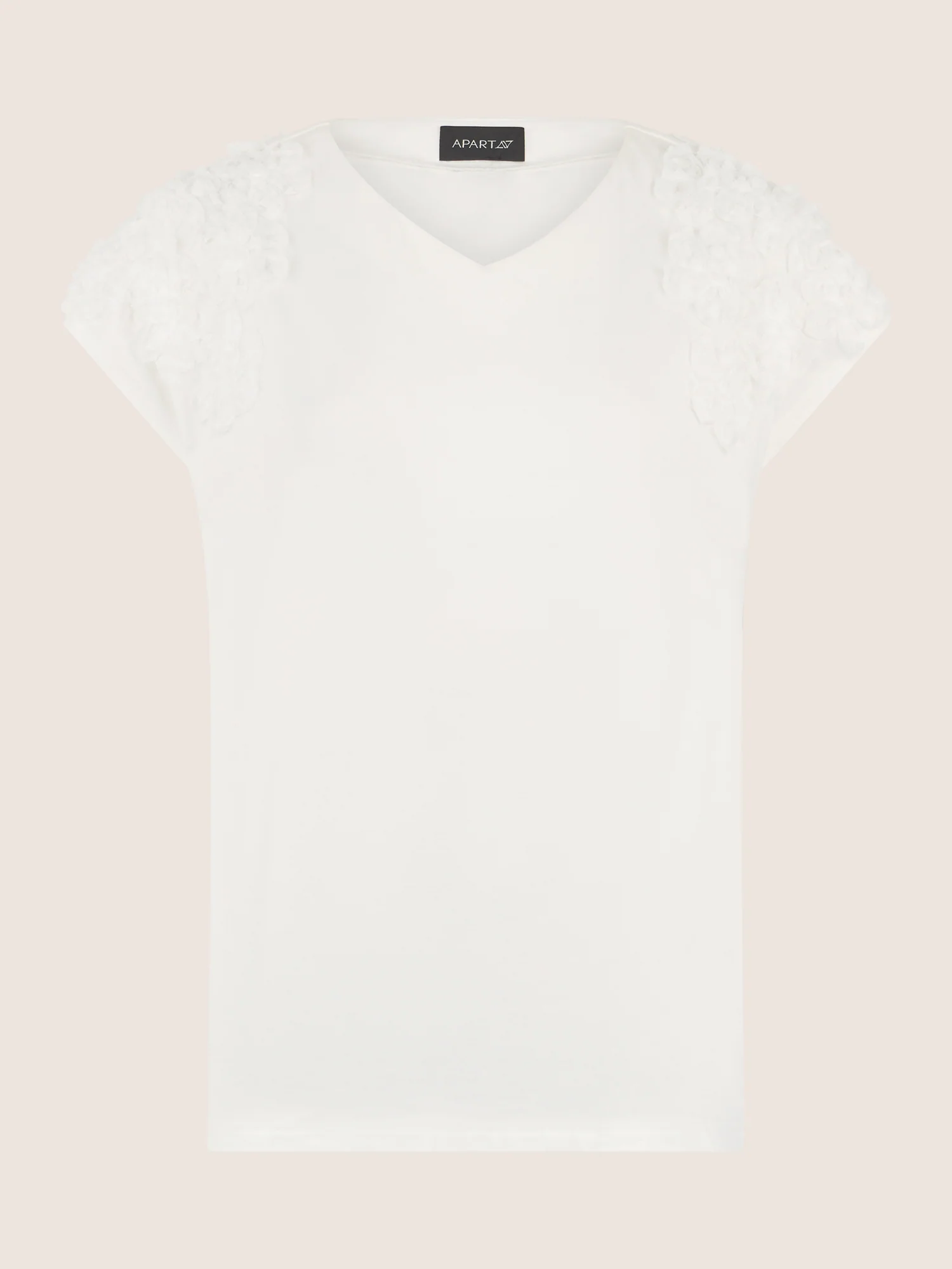 APART Shirt mit V-Ausschnitt und 3D-Blüten | creme - Image 4