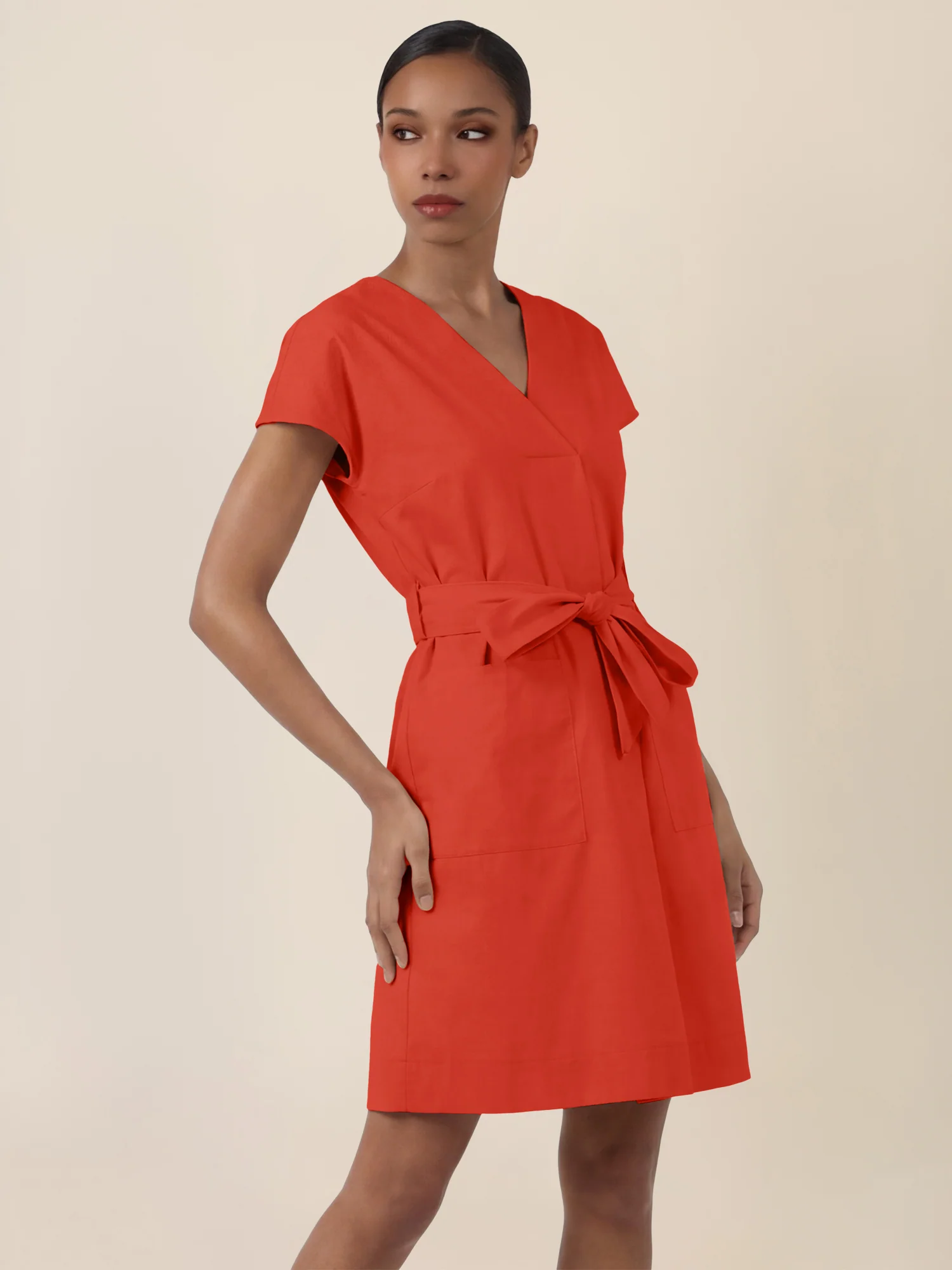APART Sommerliches Hemdblusenkleid mit Bindegürtel | orange - Image 4