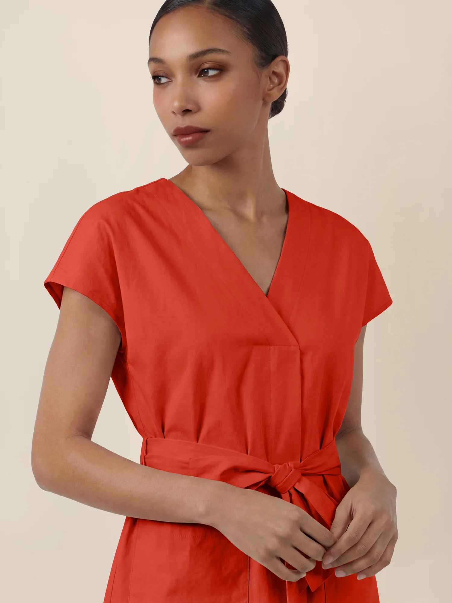 APART Sommerliches Hemdblusenkleid mit Bindegürtel | orange - Image 5