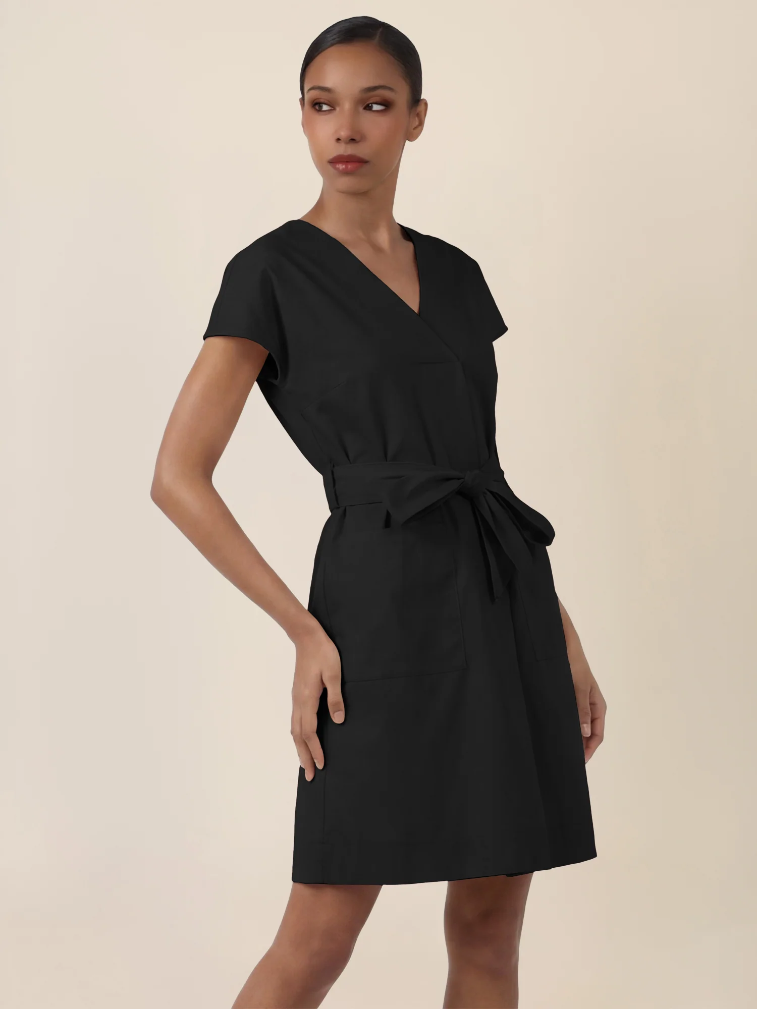 APART Sommerliches Hemdblusenkleid mit Bindegürtel | schwarz - Image 4
