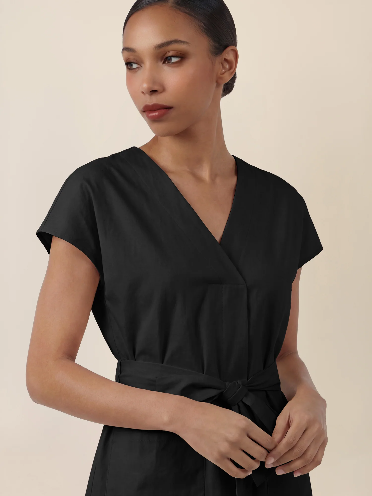 APART Sommerliches Hemdblusenkleid mit Bindegürtel | schwarz - Image 5