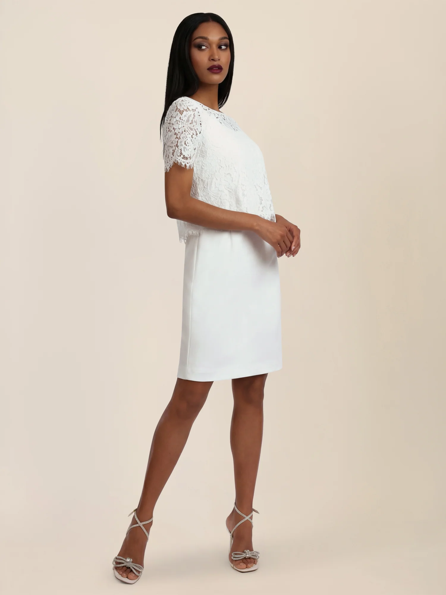 APART Spitzenkleid mit eleganter Doppellage | cream - Image 5