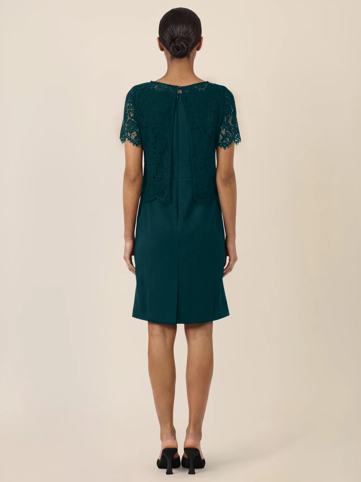 APART Spitzenkleid mit eleganter Doppellage | emerald - Image 2