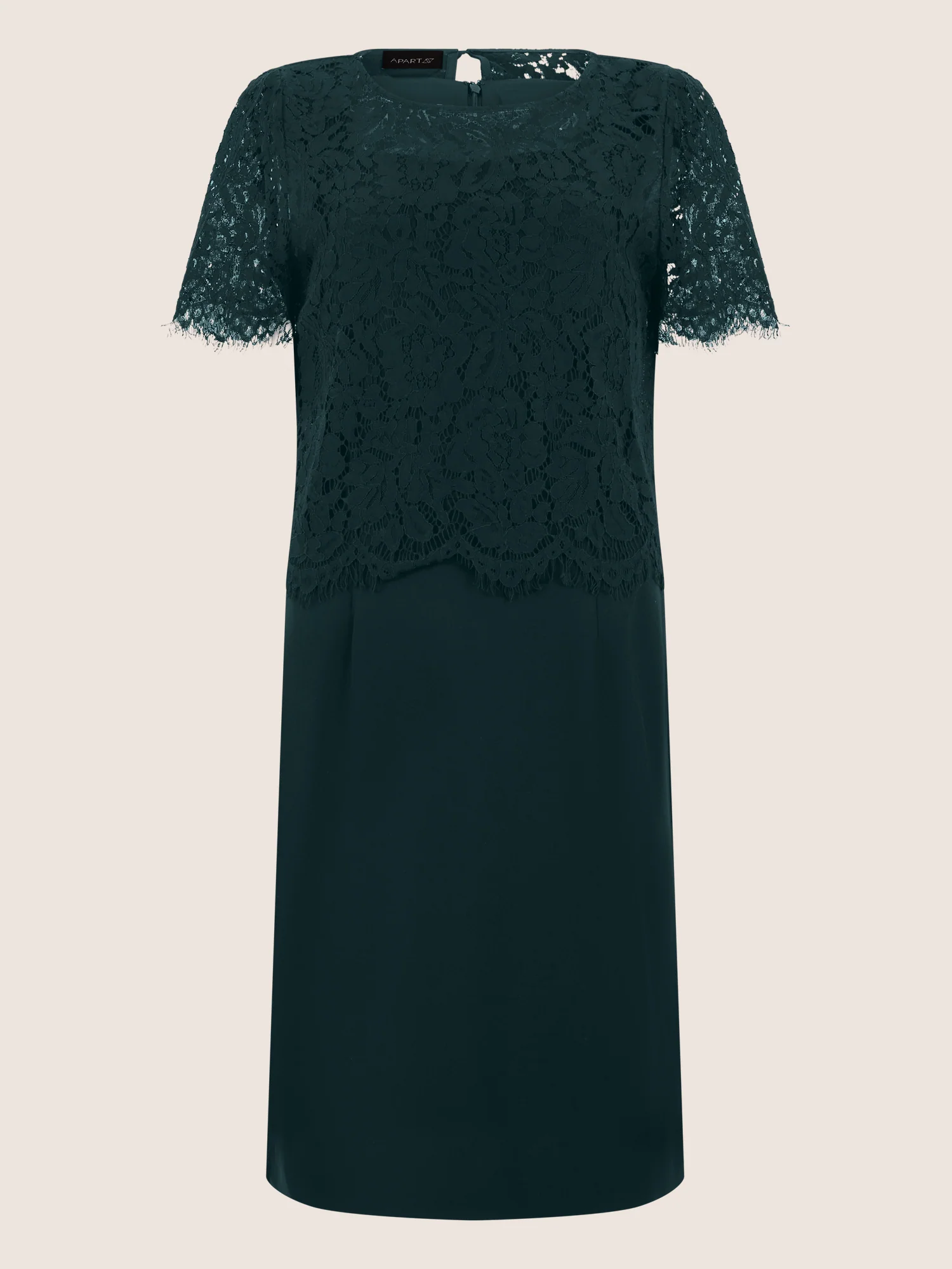 APART Spitzenkleid mit eleganter Doppellage | emerald - Image 3