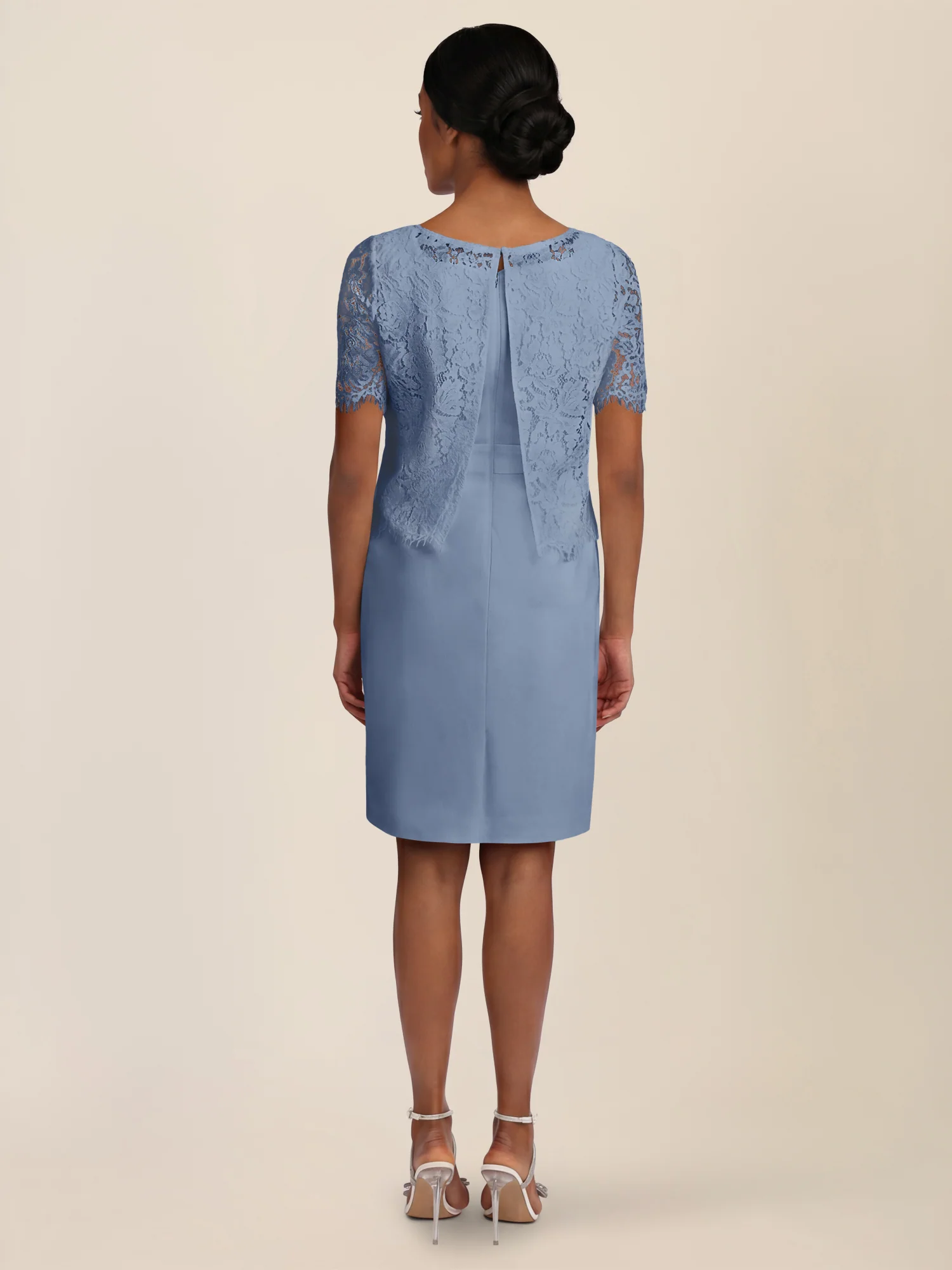 APART Spitzenkleid mit eleganter Doppellage | rauchblau - Image 2