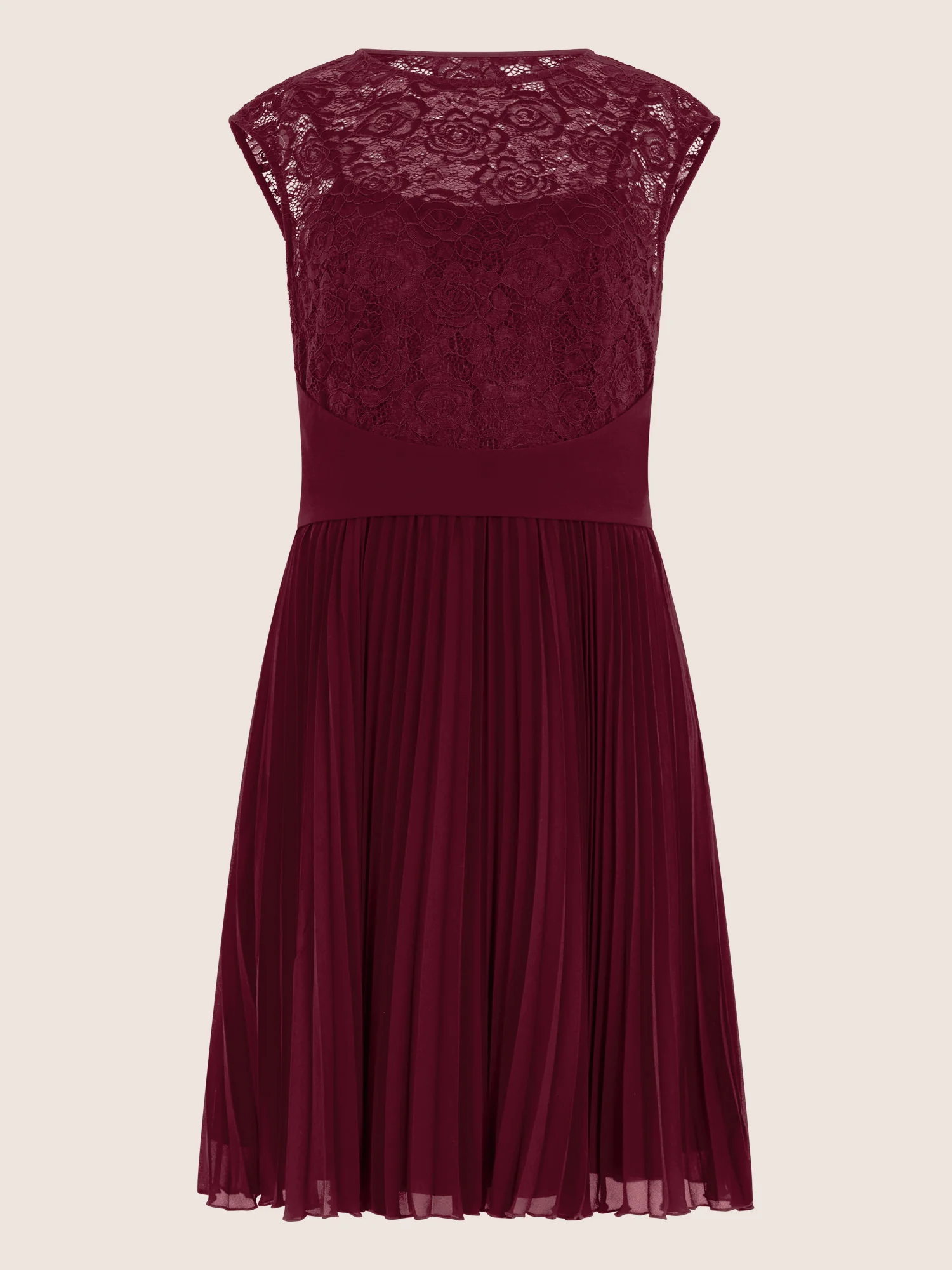 APART Spitzenkleid mit Plisseerock | weinrot - Image 3