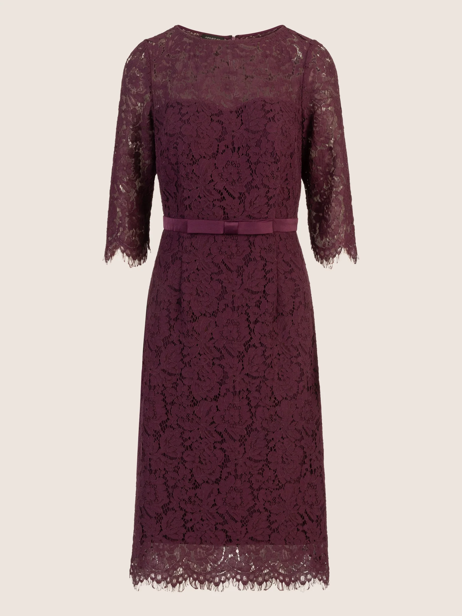 APART Spitzenkleid mit Schleifen-Gürtel | dunkel lila - Image 3