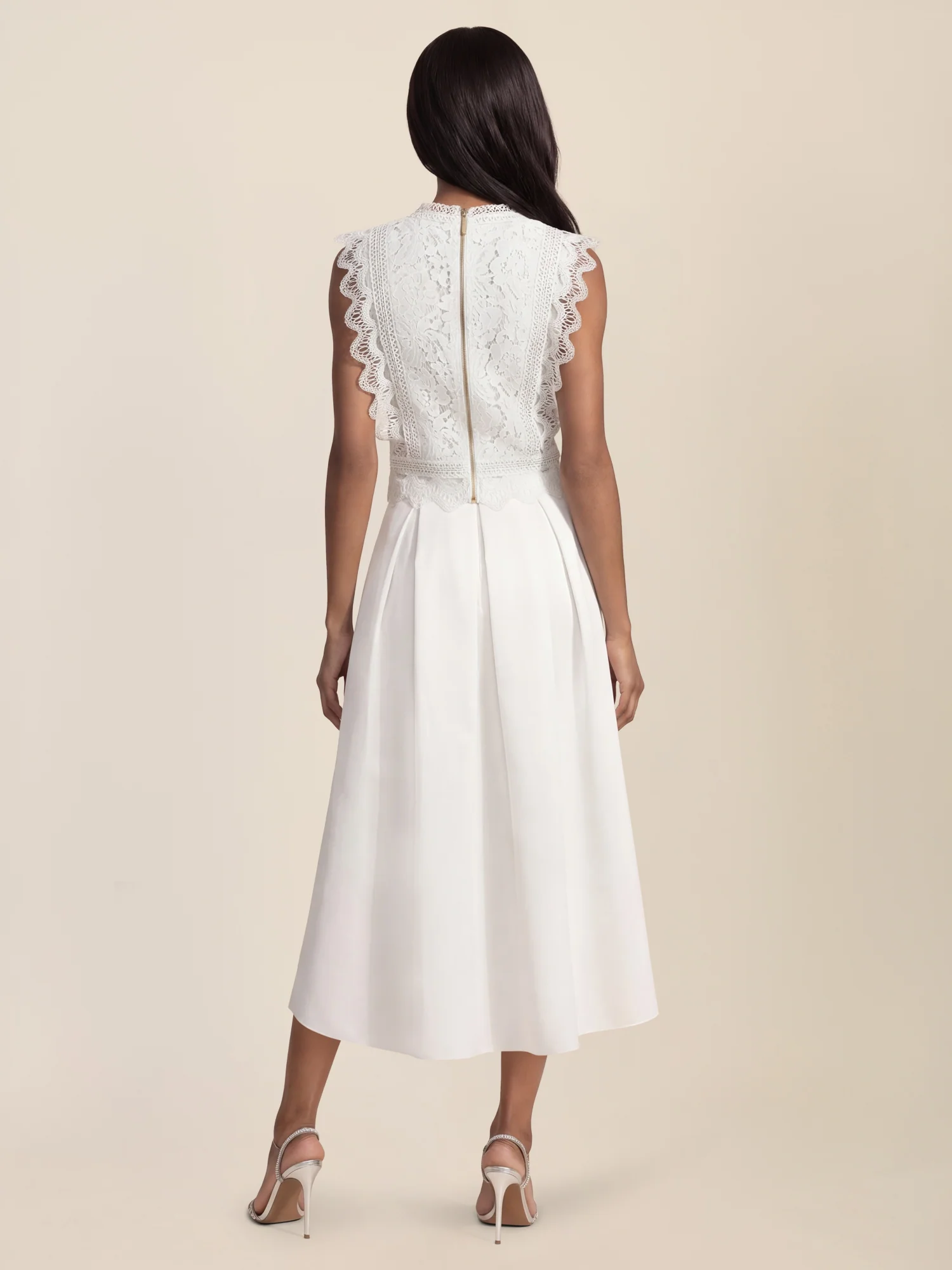 APART Spitzentop mit Rüschen und Häkeldetails | creme - Image 2