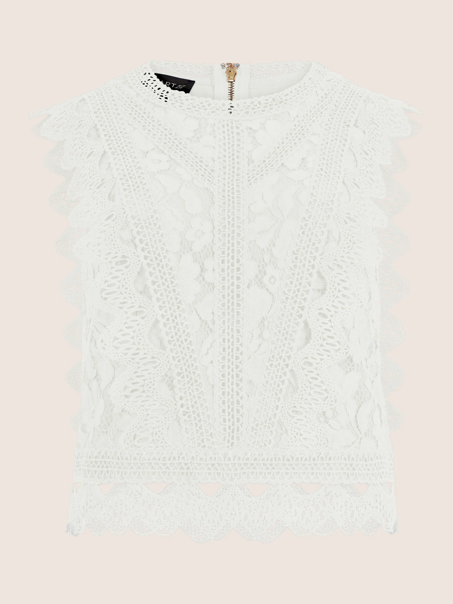 APART Spitzentop mit Rüschen und Häkeldetails | creme - Image 3