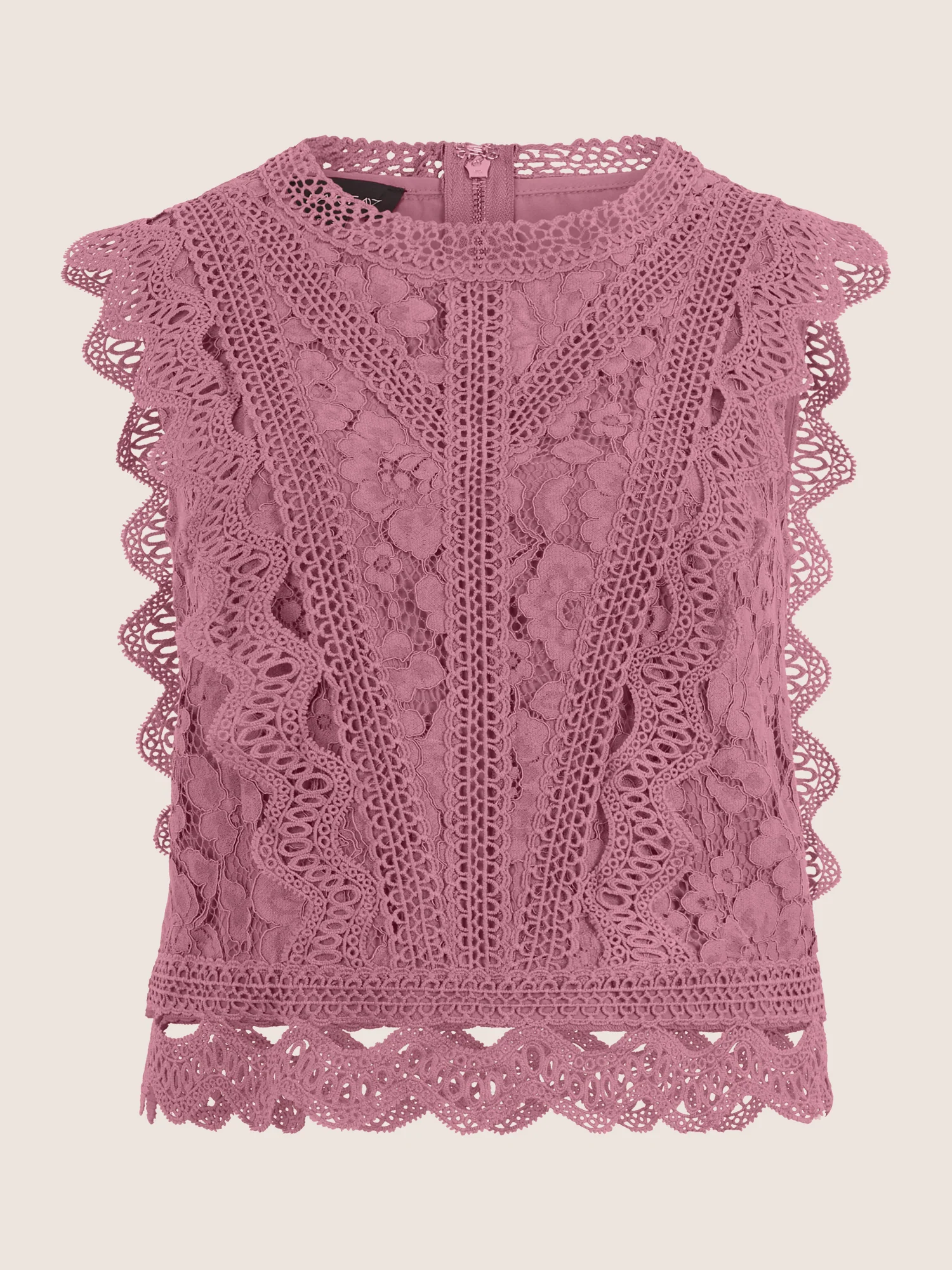 APART Spitzentop mit Rüschen und Häkeldetails | rosé - Image 3