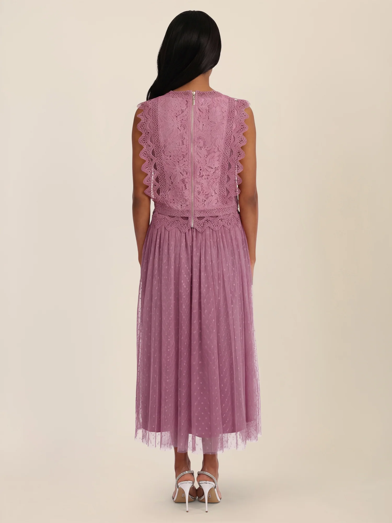 APART Spitzentop mit Rüschen und Häkeldetails | rosé - Image 8