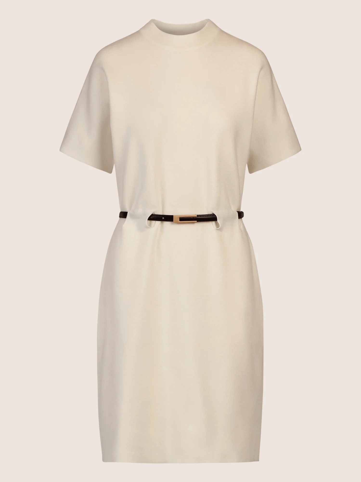 APART Strickkleid mit Gürtel und Stehkragen | creme - Image 3