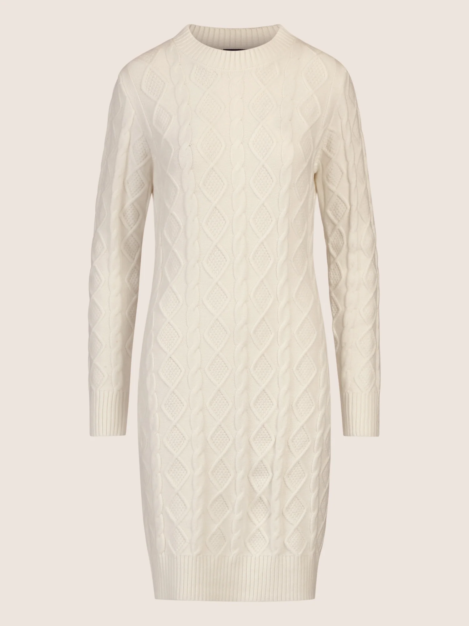 APART Strickkleid mit Strukturmuster und Rundhalsausschnitt | creme - Image 3
