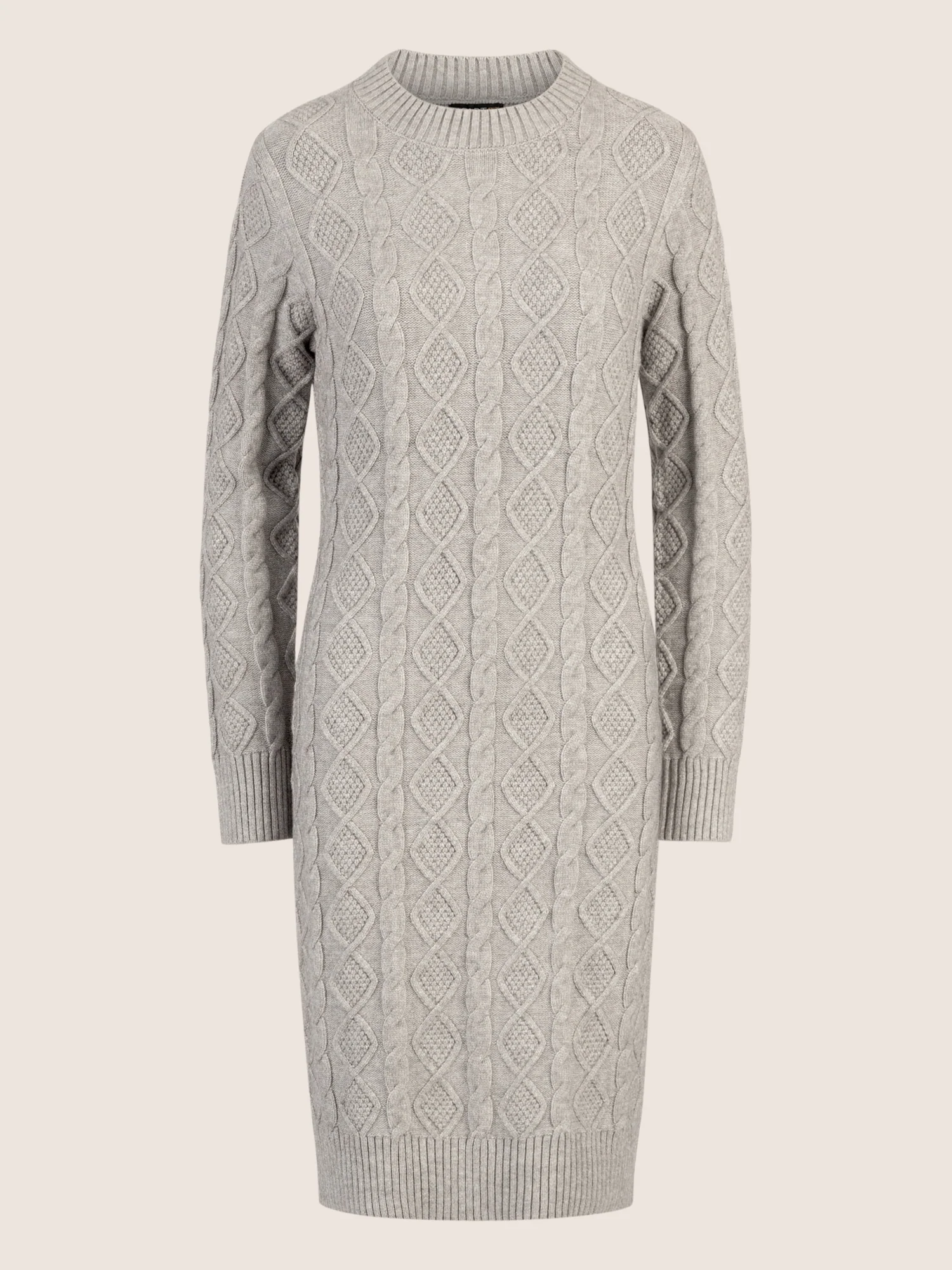 APART Strickkleid mit Strukturmuster und Rundhalsausschnitt | graumeliert - Image 3