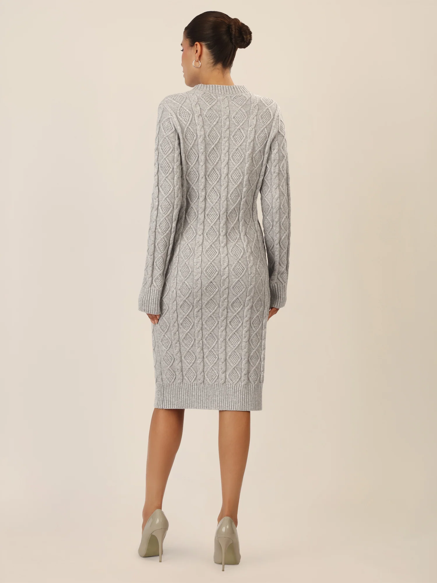 APART Strickkleid mit Strukturmuster und Rundhalsausschnitt | graumeliert - Image 5