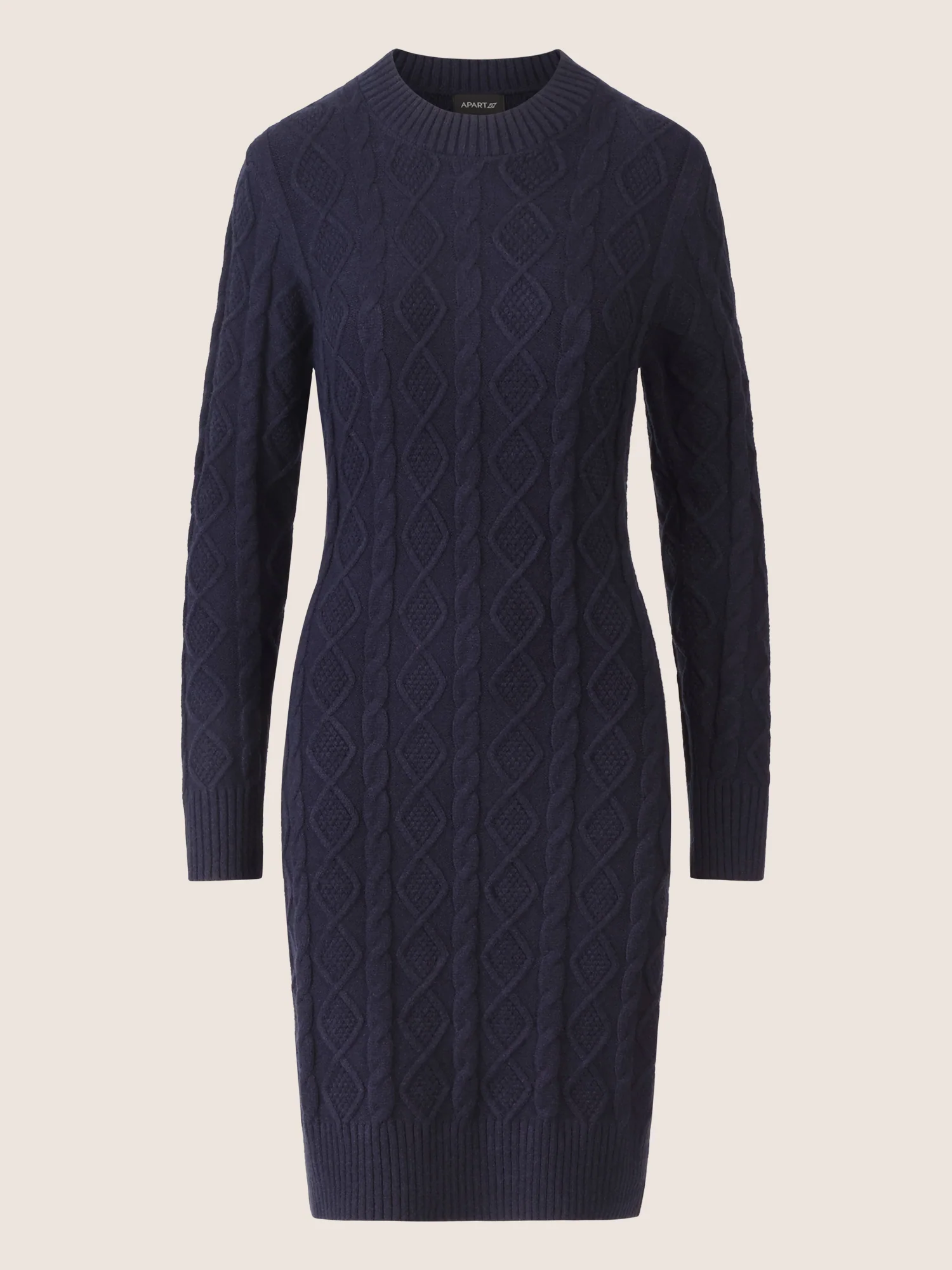APART Strickkleid mit Strukturmuster und Rundhalsausschnitt | nachtblau - Image 3