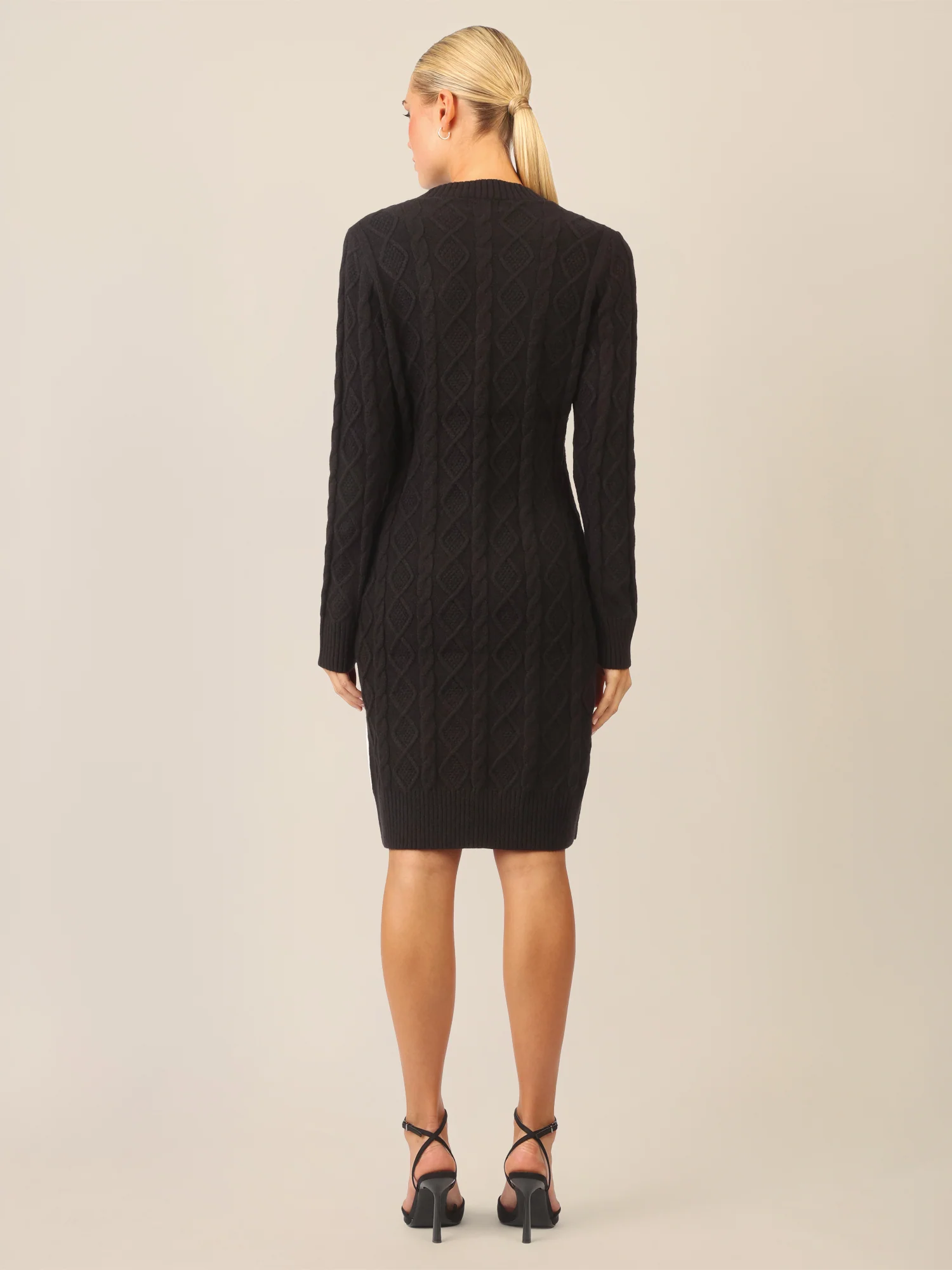 APART Strickkleid mit Strukturmuster und Rundhalsausschnitt | schwarz - Image 2
