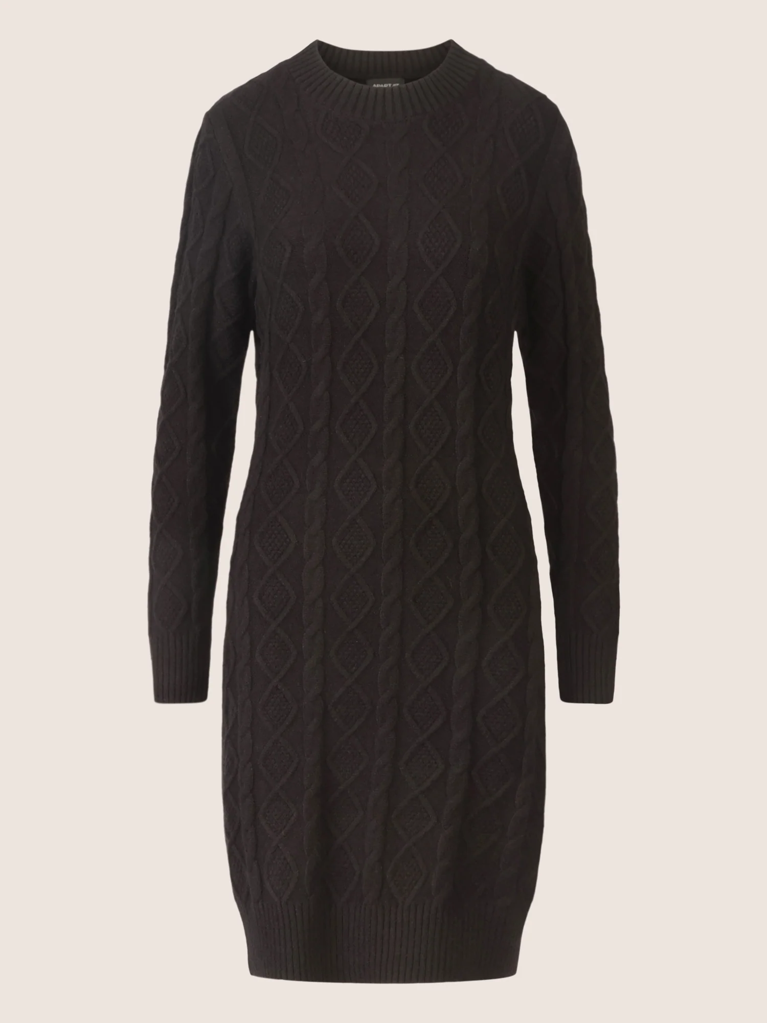 APART Strickkleid mit Strukturmuster und Rundhalsausschnitt | schwarz - Image 3