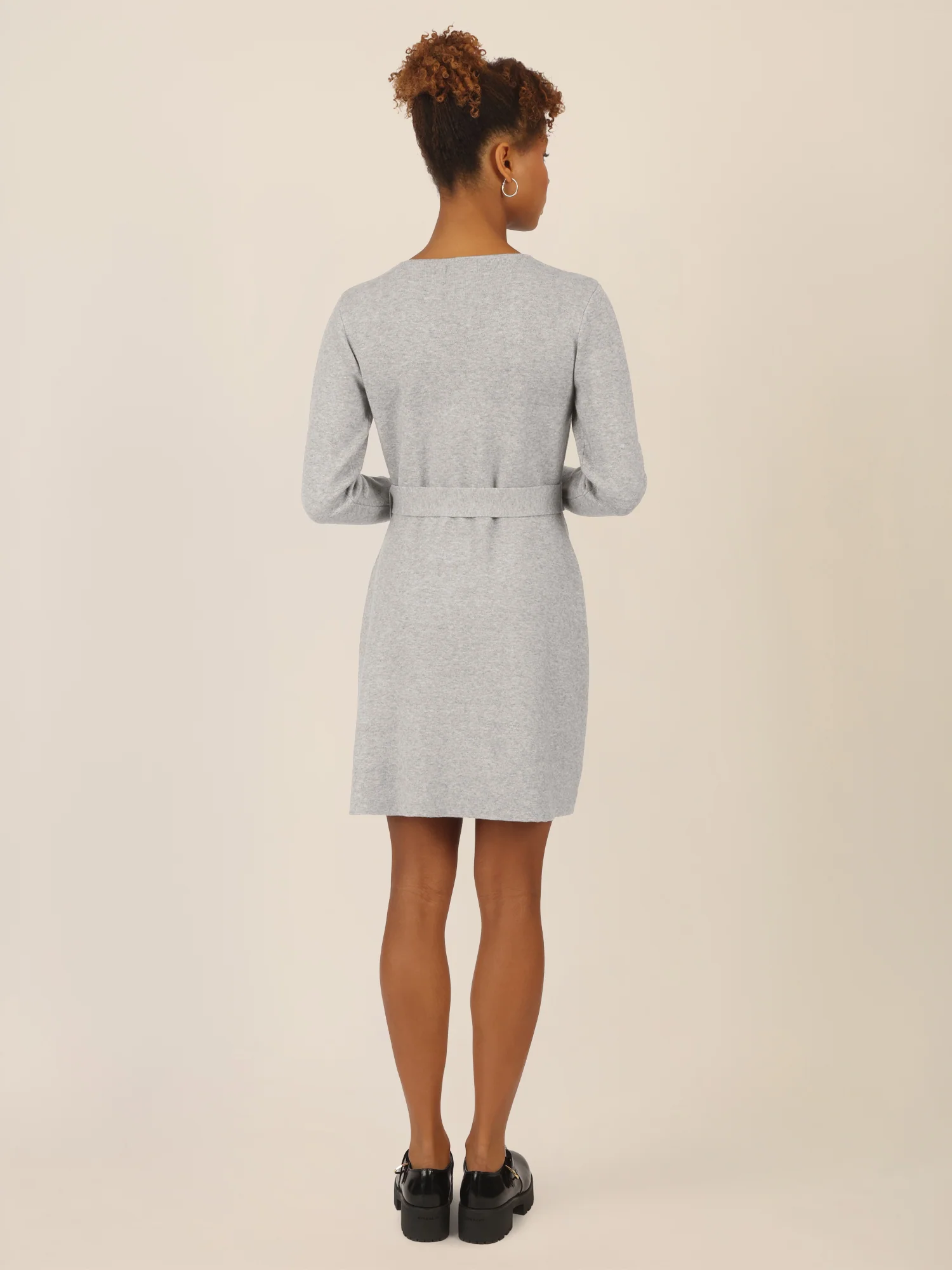 APART Strickkleid mit V-Ausschnitt | graumeliert - Image 2