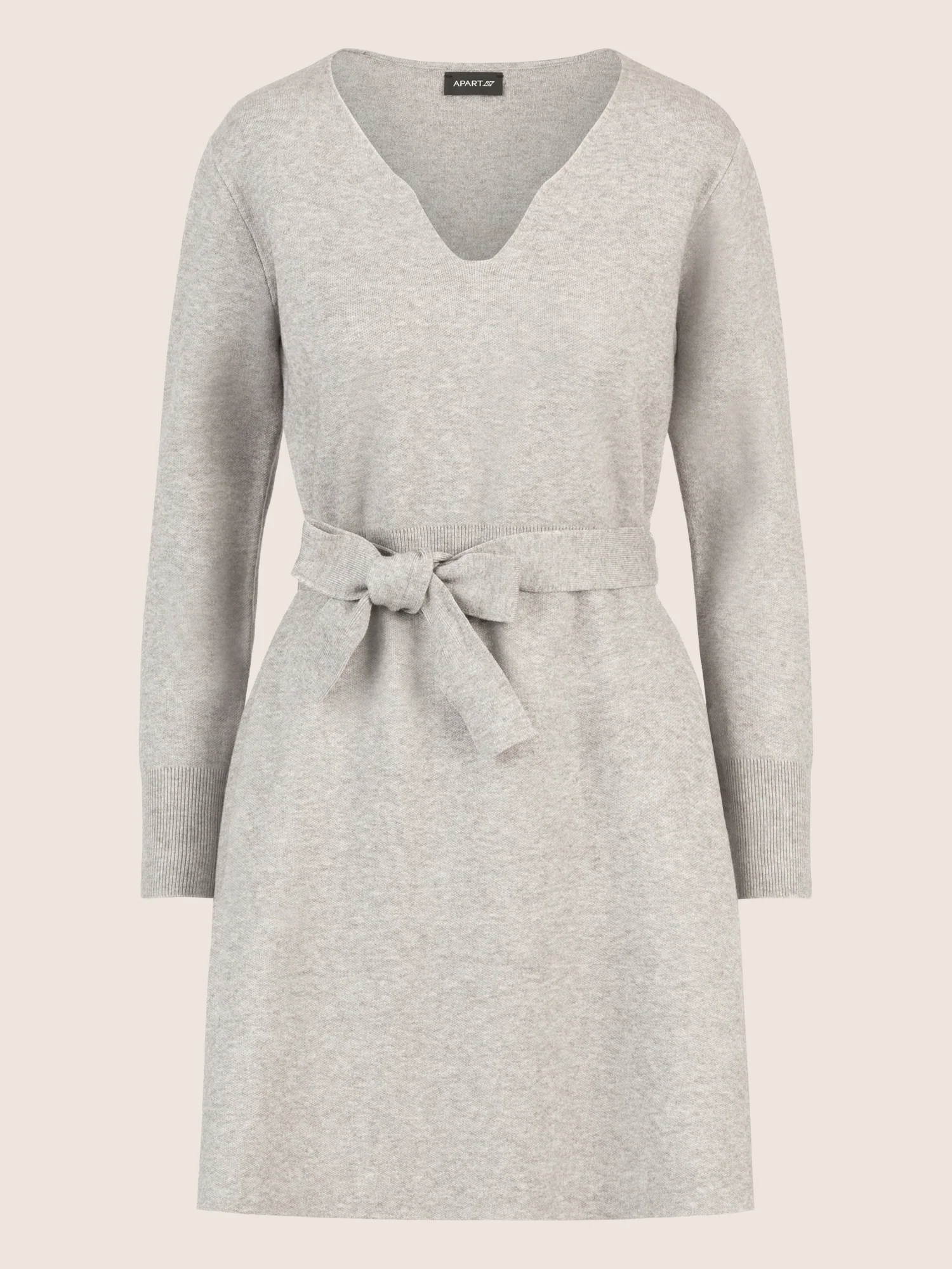 APART Strickkleid mit V-Ausschnitt | graumeliert - Image 3