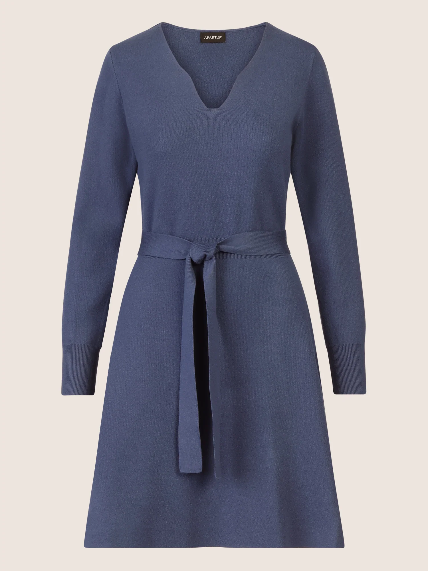 APART Strickkleid mit V-Ausschnitt | mittelblau - Image 3