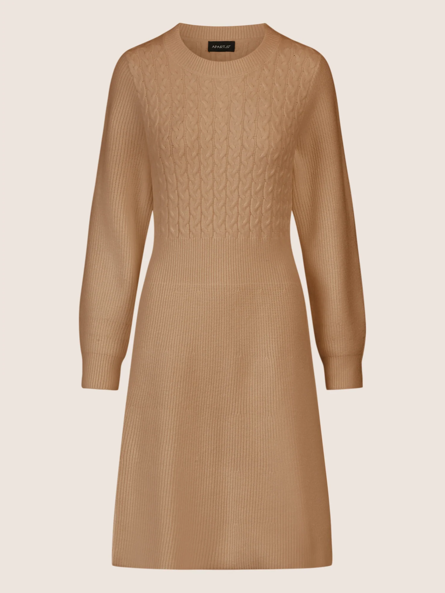 APART Strickkleid mit Zopfmuster | camel - Image 3