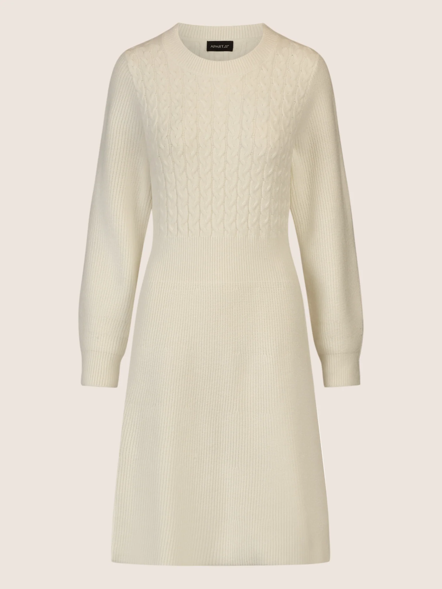 APART Strickkleid mit Zopfmuster | creme - Image 3